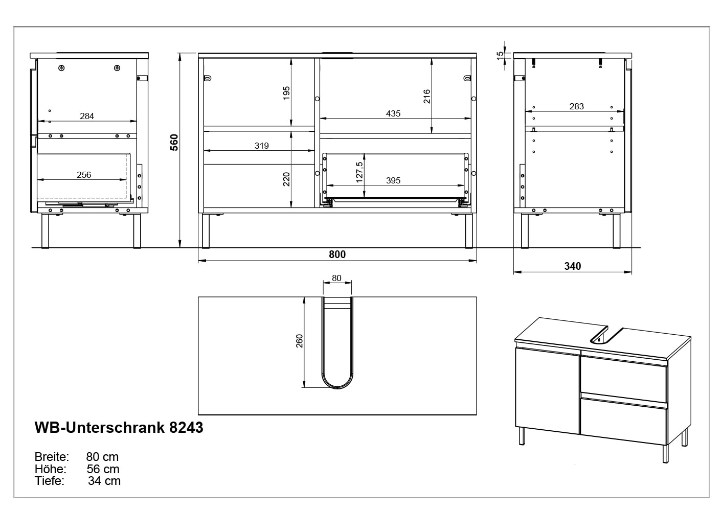 GERMANIA Badmöbel-Set »Scantic«, (2 St.), mehrteiliges Set mit großem Waschbeckenunterschrank