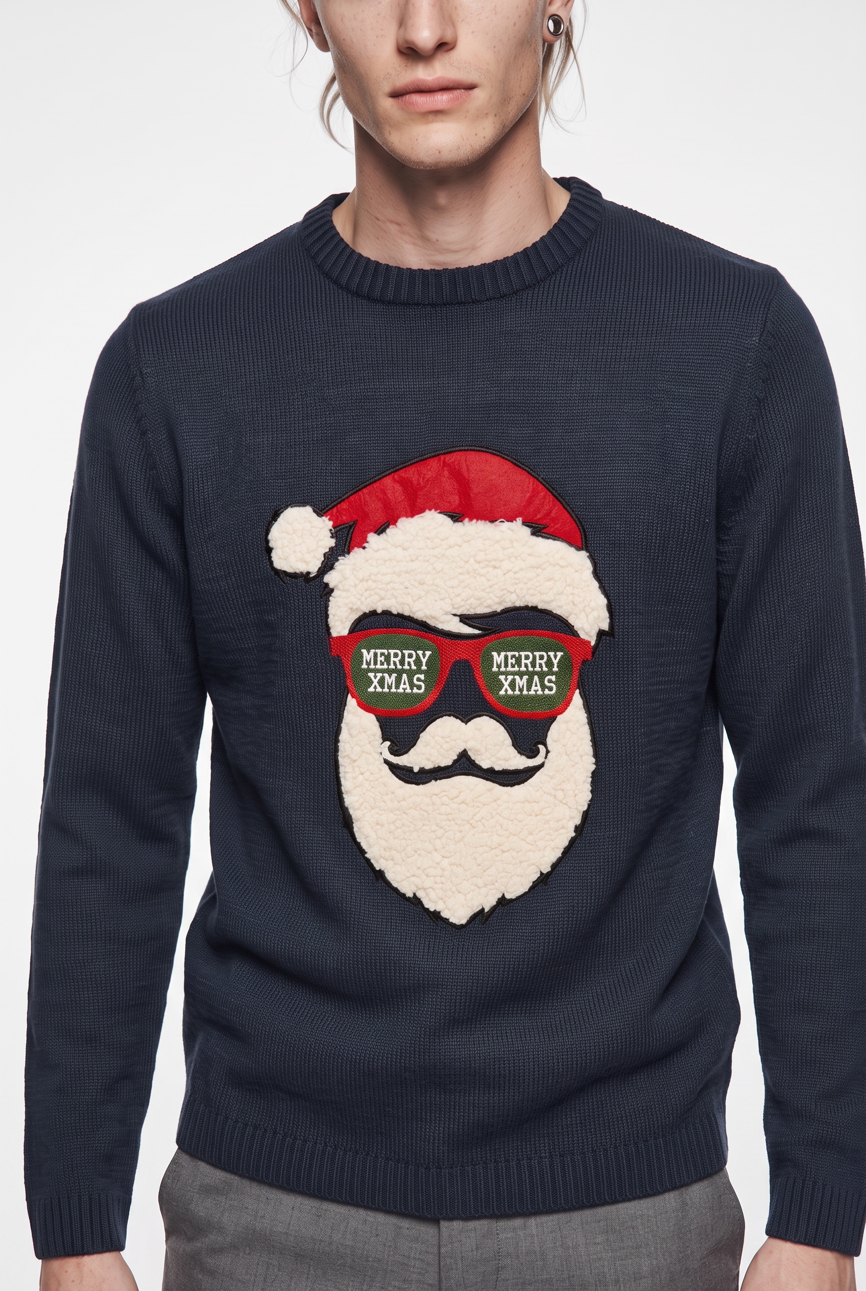 ONLY & SONS Strickpullover »ONSXMAS 7 FUNNY BADGE JAQUARD KNIT CS« Kunstfaser, Stickerei