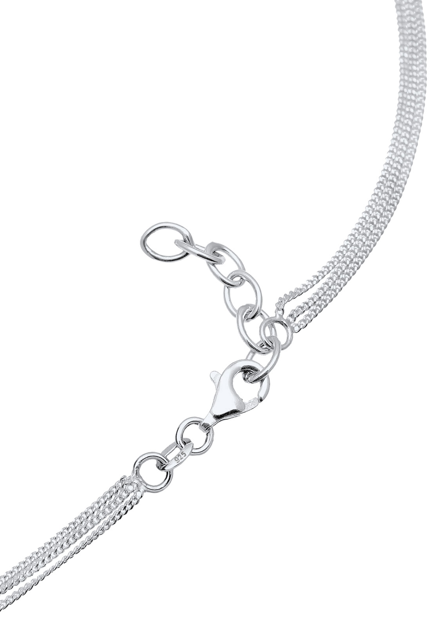 Elli Silberkette »Halskette Layer Halbmond Kristalle 925 Sterling Silber«