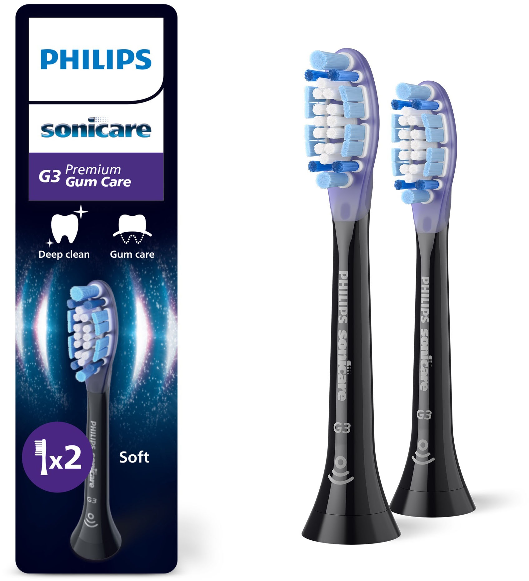 Philips Sonicare Aufsteckbürsten »G3 Premium Gum Care« für gesünderes Zahnfleisch, für jedes Sonicare Handstück in schwarz