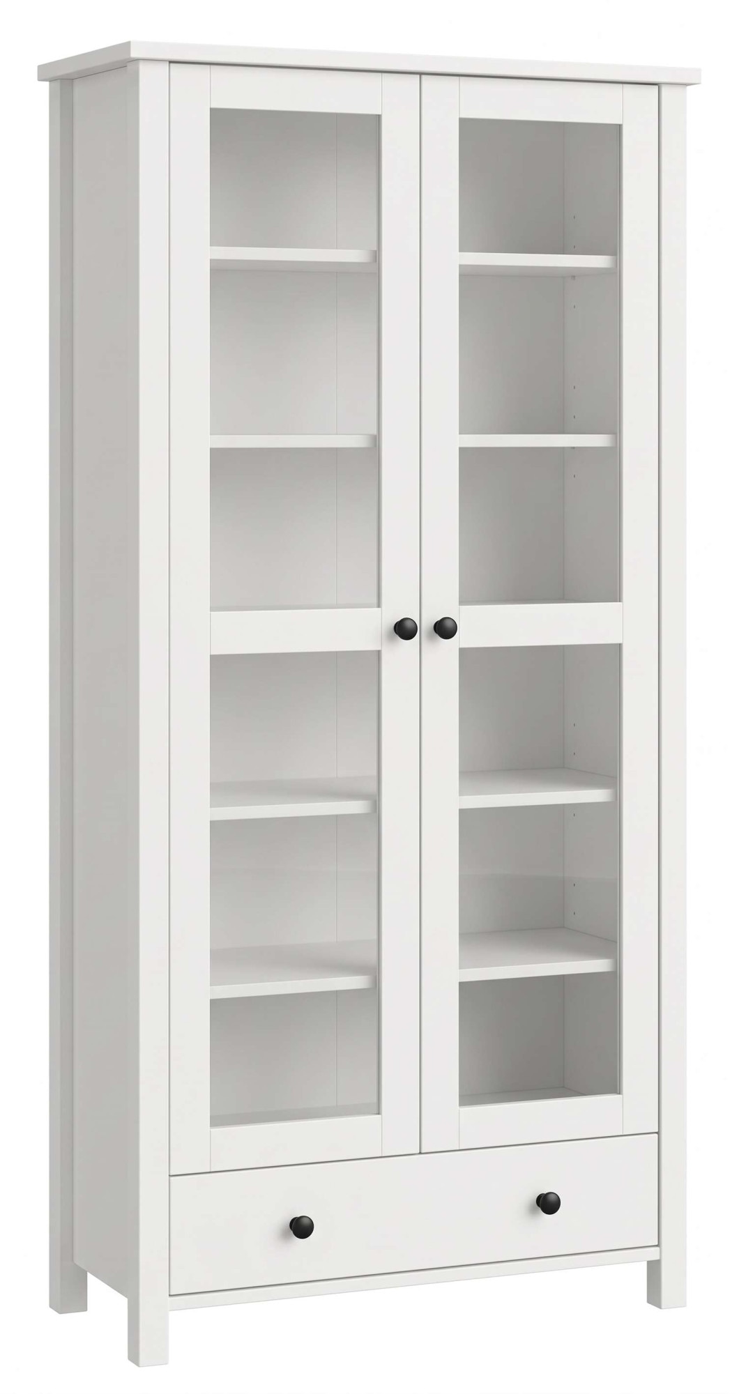 OTTO home Vitrine »Mikkeli Glasvitrine mit 1 Schubkasten, Knopfgriffen aus Metall« aus massiver FSC®-zertifizierter Kiefer, moderner Landhausstil