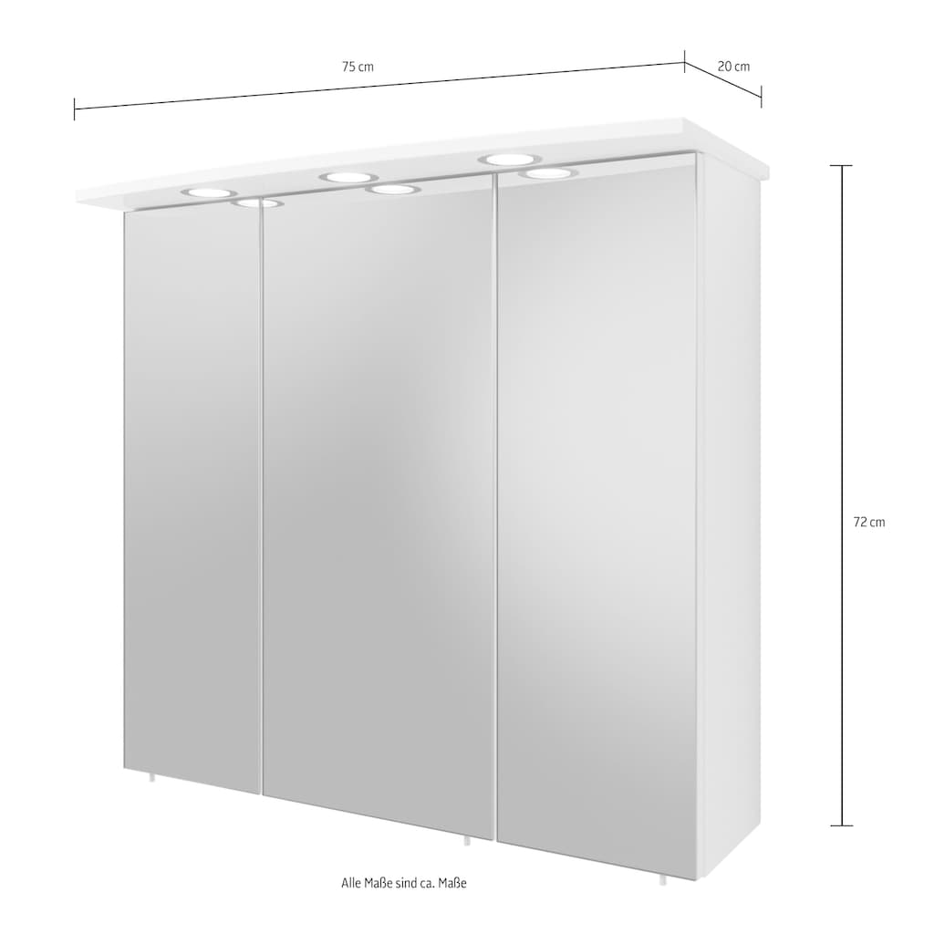 Saphir Badmöbel-Set »Quickset 316 4-teilig, Keramikwaschtisch mit LED-Spiegelschrank«, (5 St.)