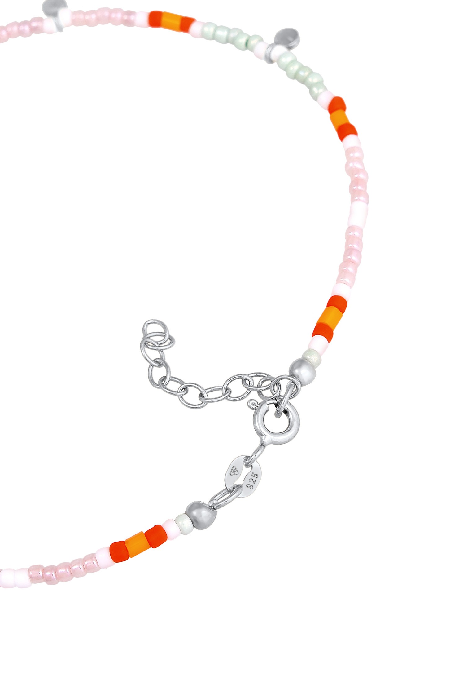 Elli Fußkette »Fußschmuck Plättchen Glas Beads Bunt 925 Silber«