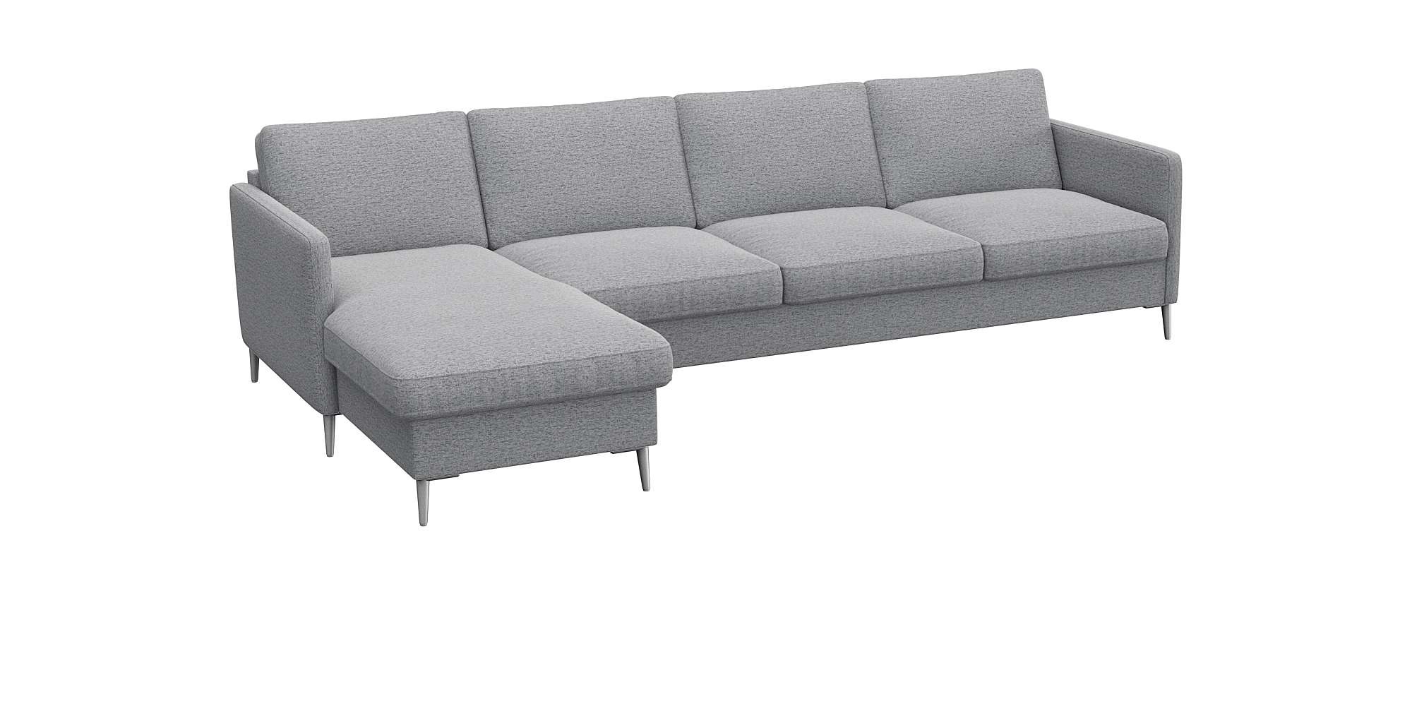 FLEXLUX Ecksofa »Fiore, super Sitzkomfort durch Kaltschaum im Sitz, L-Form« schmale Armlehnen, Füße Alu