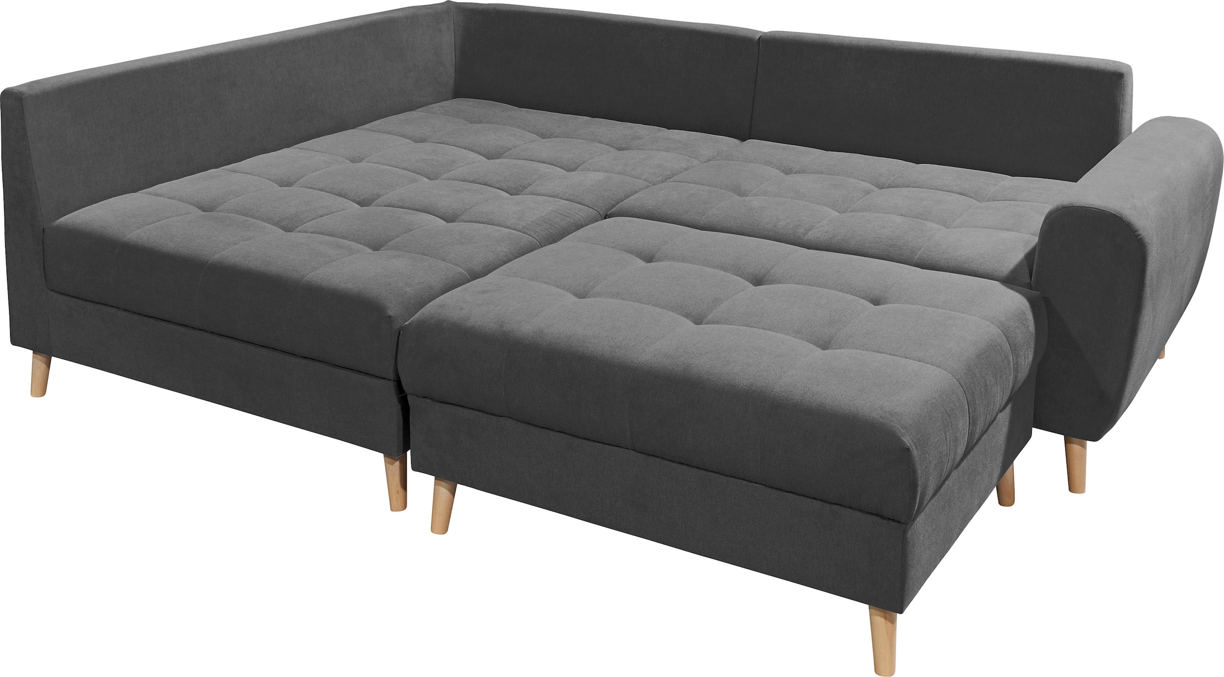 ED EXCITING DESIGN Ecksofa »Alice L-Form«, (Set), mit Hocker, Rückenkissen, Zierkissen, frei im Raum stellbar