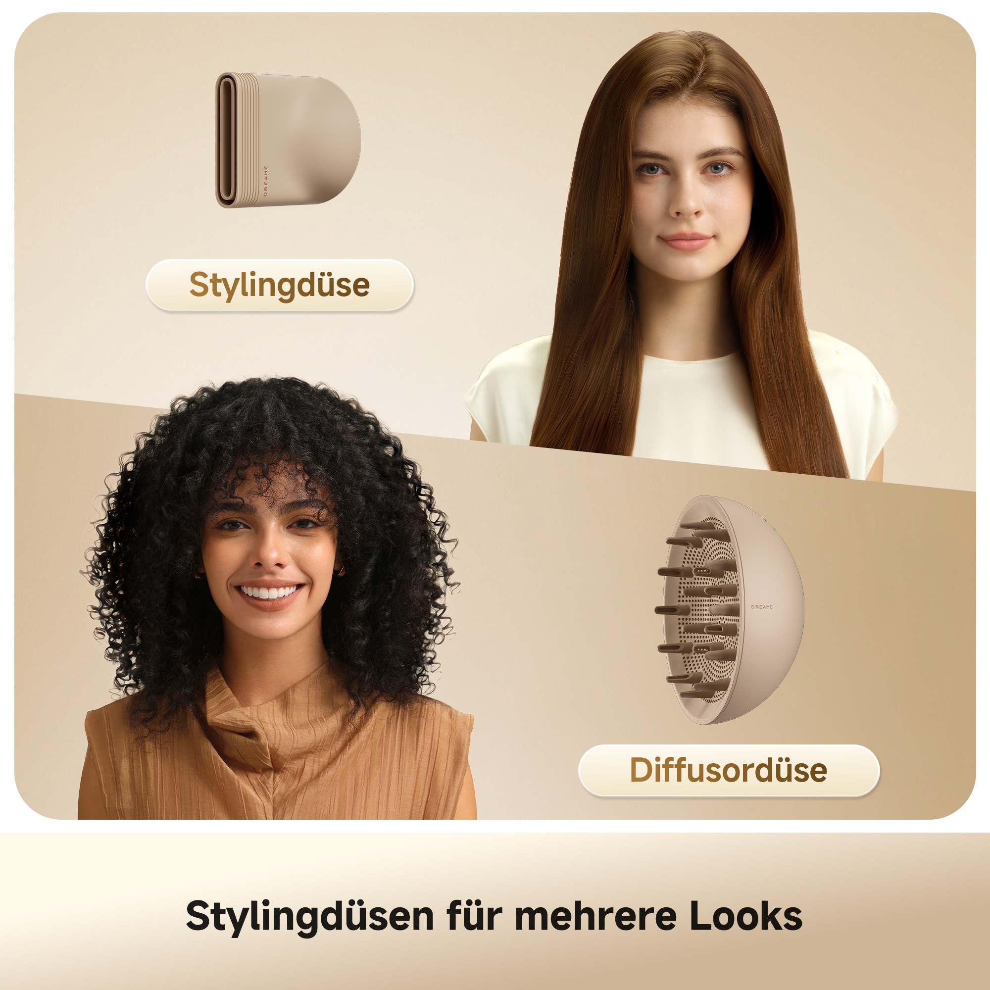 Dreame »Miracle Essence« 1.600 W 2 Aufsätze Essenz-Mikronebel, Rotlichtpflege, Anti-Frizz-Ionen