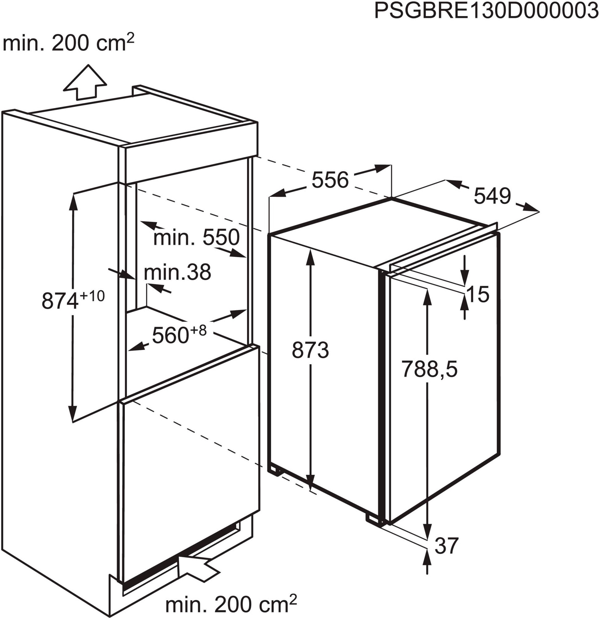 AEG Einbaukühlschrank »TSK5O88WDF«, TSK5O88WDF 933019590, 87,3 cm hoch, 55,6 cm breit