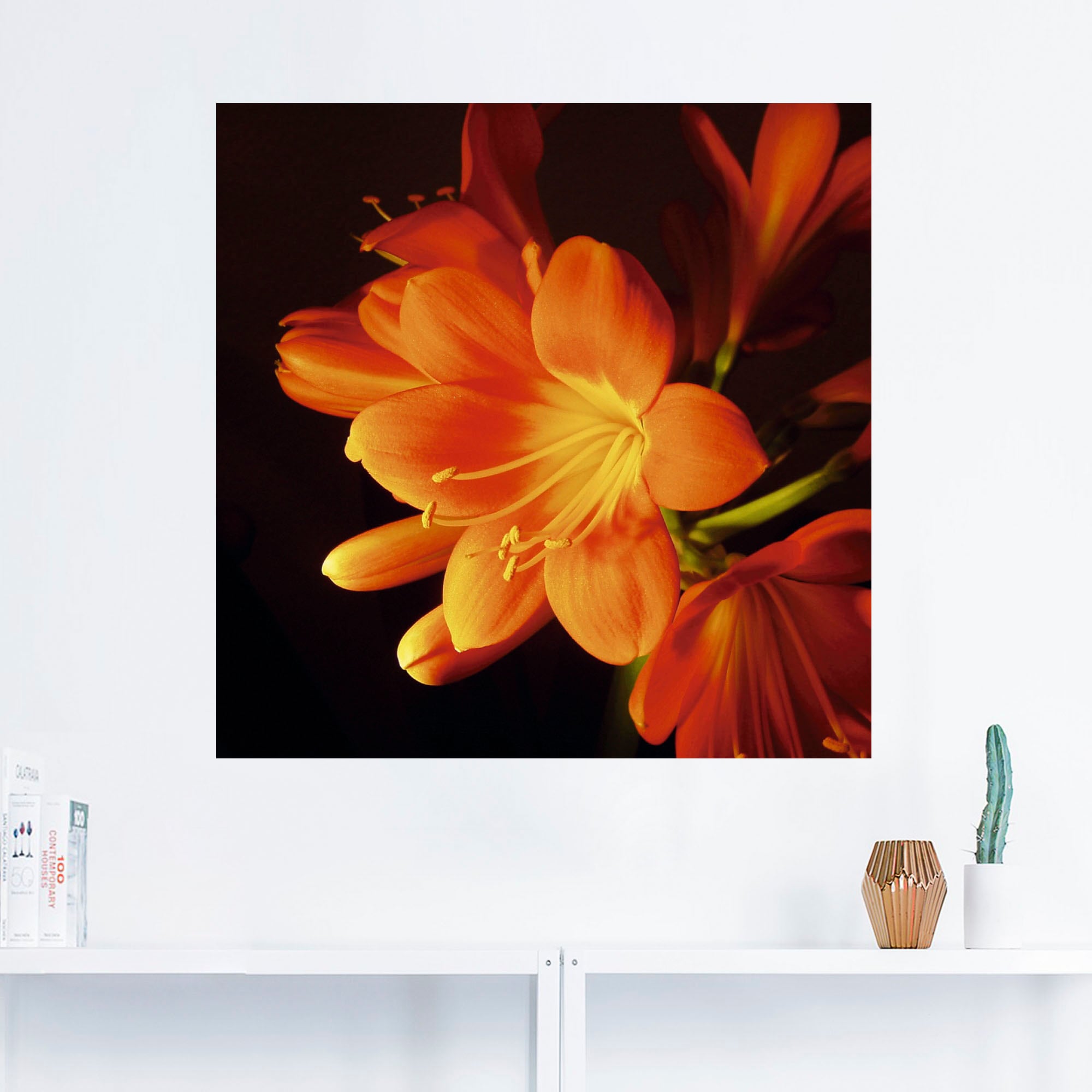 Artland Wandbild »Clivie in leuchtendem Orange«, Blumen, (1 St.), als Leinwandbild, Wandaufkleber oder Poster in versch. Größen