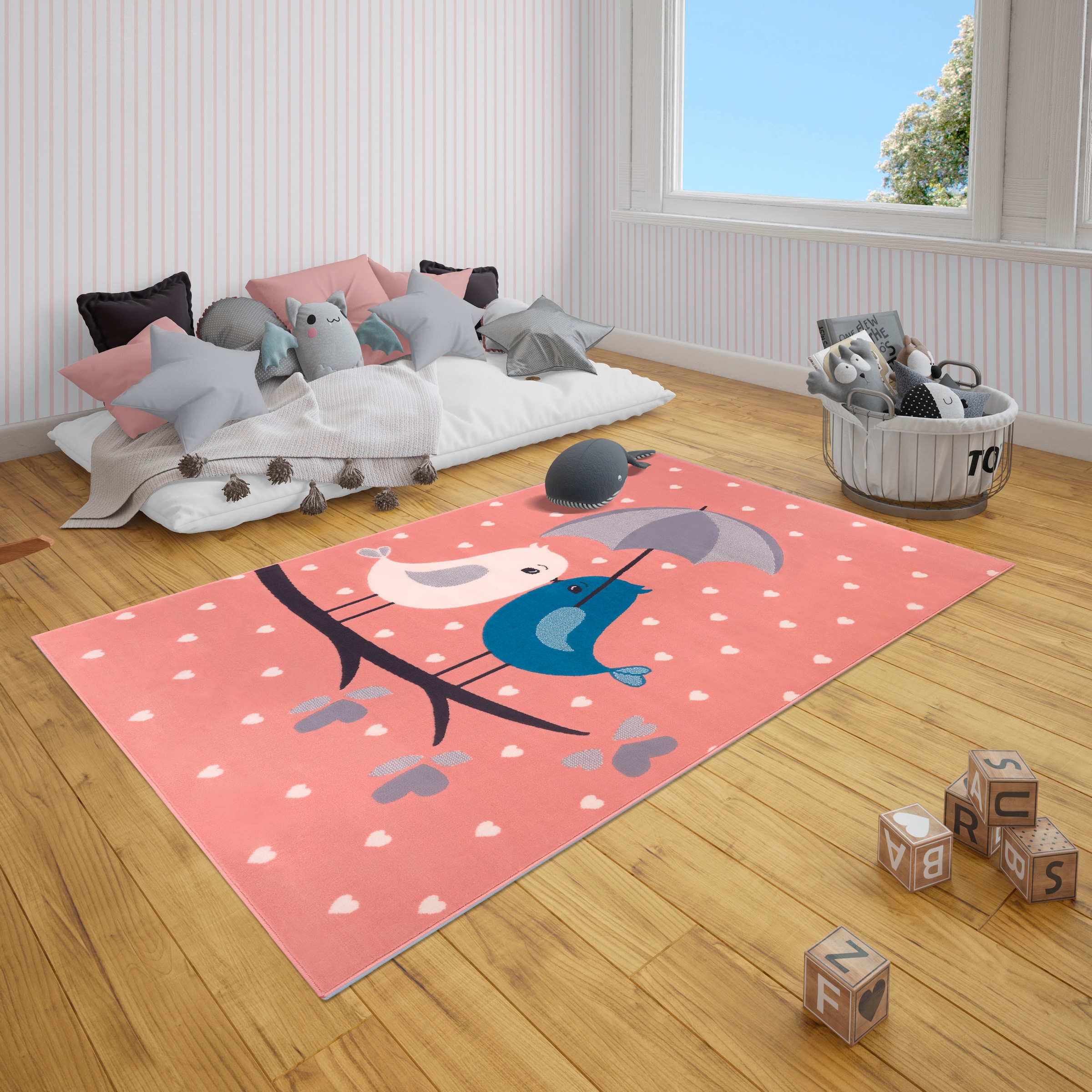 HANSE Home Kinderteppich »Love Birds«, rechteckig, 9 mm Höhe, Liebe, Tiermotiv, Kurzflor, Strapazierfähig, Pflegeleicht, Robust