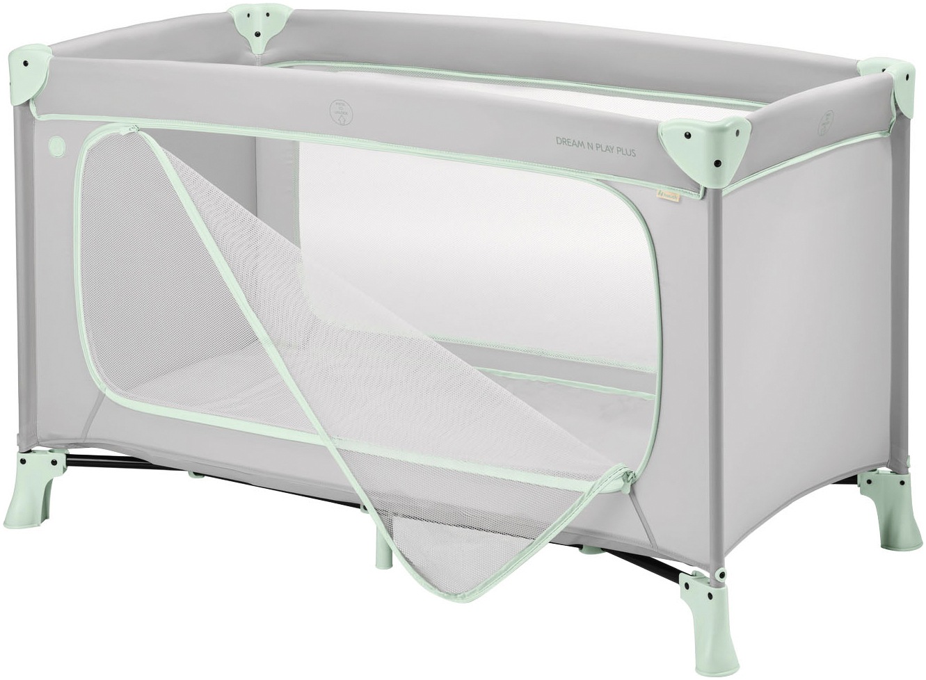 Hauck Baby-Reisebett »Dream N Play Plus, Dusty Mint«, Vorderausstieg