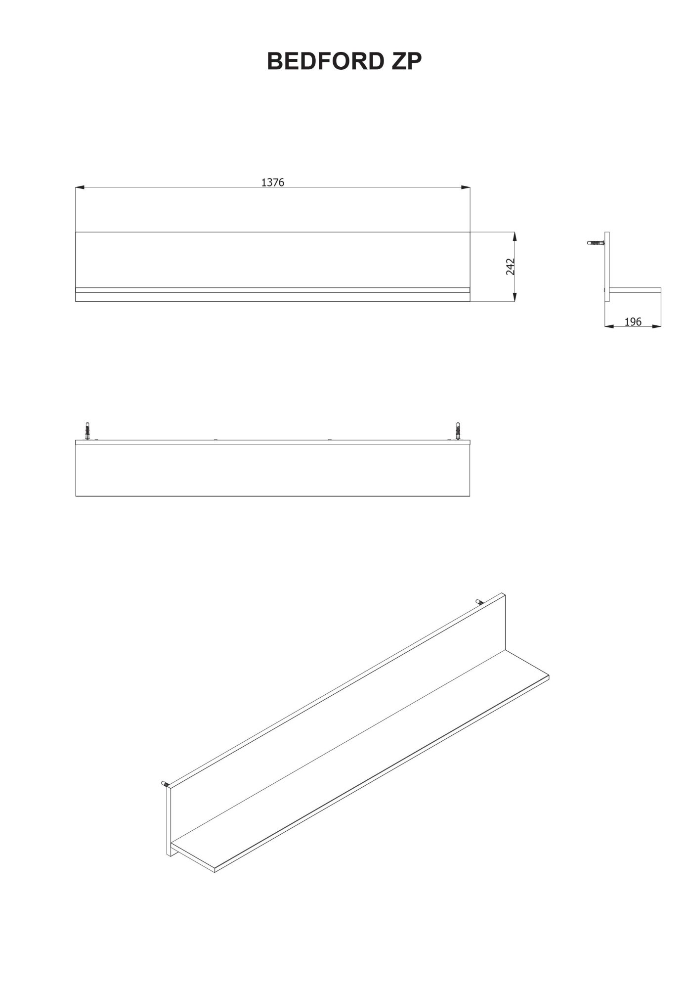 Home affaire Wandregal »BEDFORD, Schwebendes Regal, Wandkonsole, Wandboard« Ablageboden, Wandmontiert,  Gesamtbreite 137,5 cm