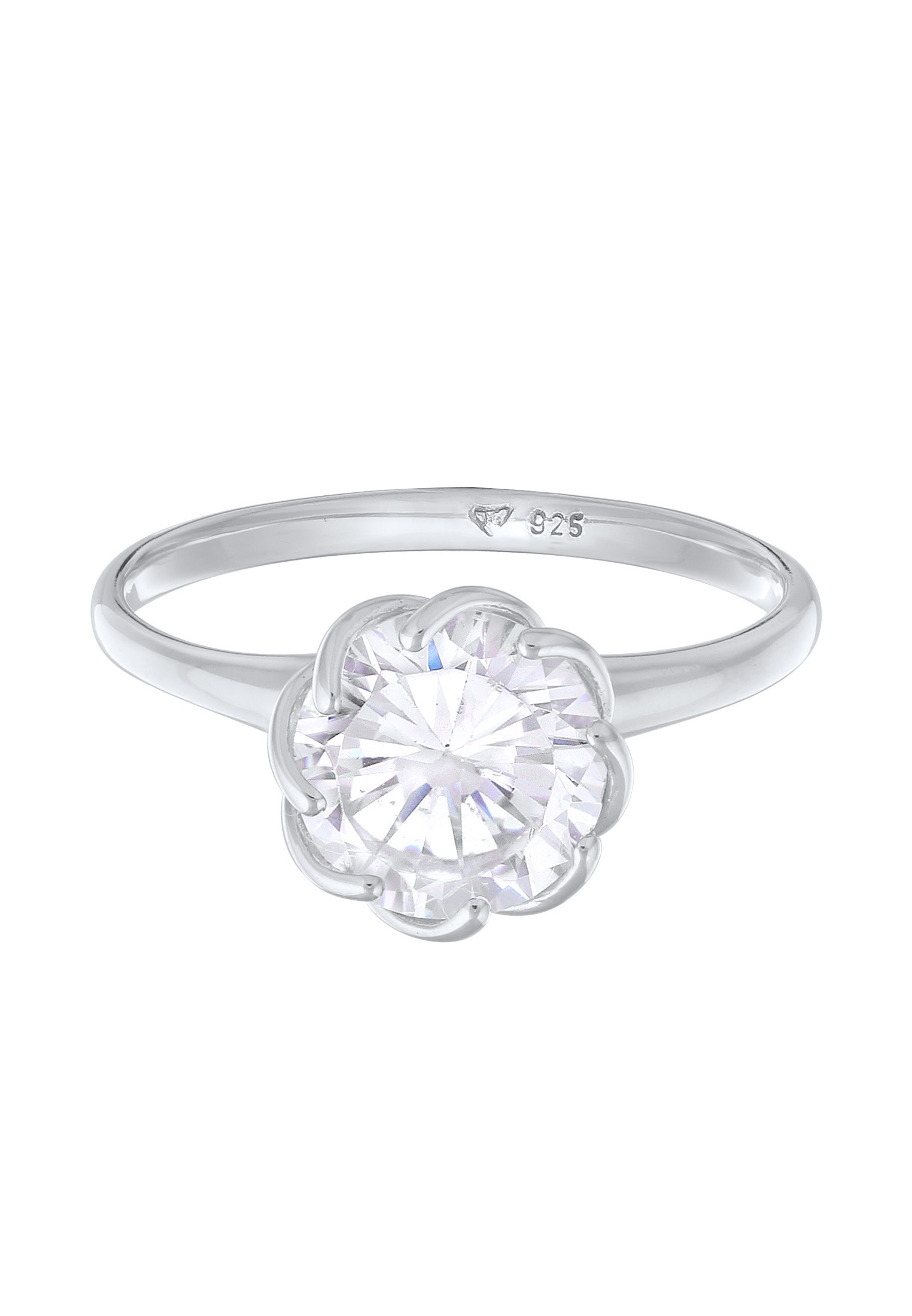 Elli Silberring »Ring Zirkonia Verlobung Solitär Blüte 925 Silber«