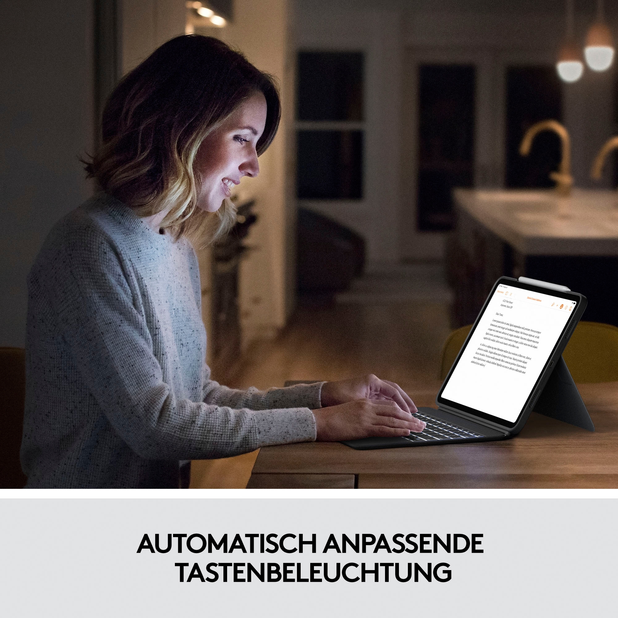 Logitech iPad-Tastatur »Combo Touch iPad Pro 12,9 (5. Gen - 2021) Keyboard Case«, (ausklappbare Füße-Multimedia-Tasten)