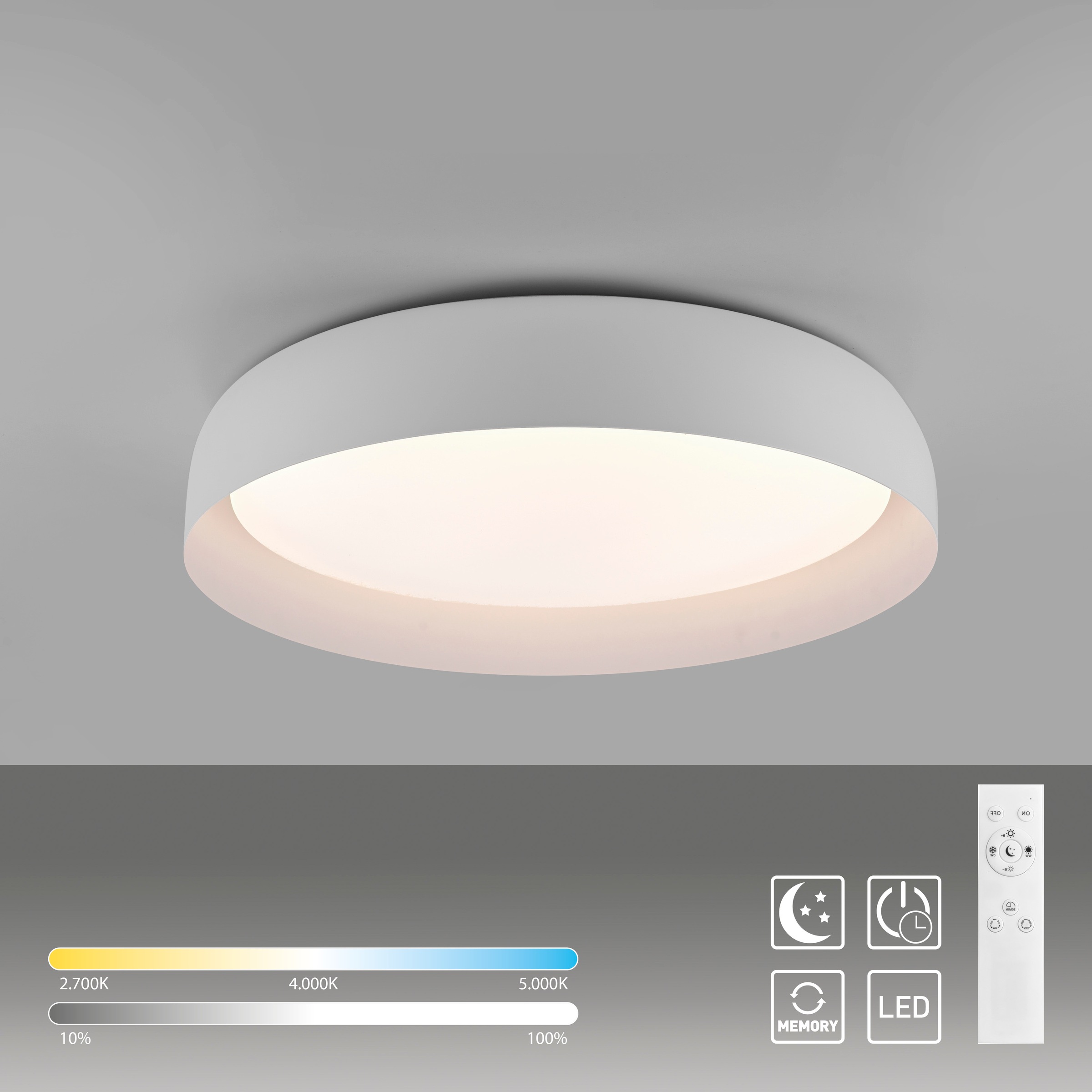 JUST LIGHT Deckenleuchte »OSKO«, 1 flammig, Leuchtmittel LED-Board | LED fest integriert, LED, Fernbedienung, Funk inkl.