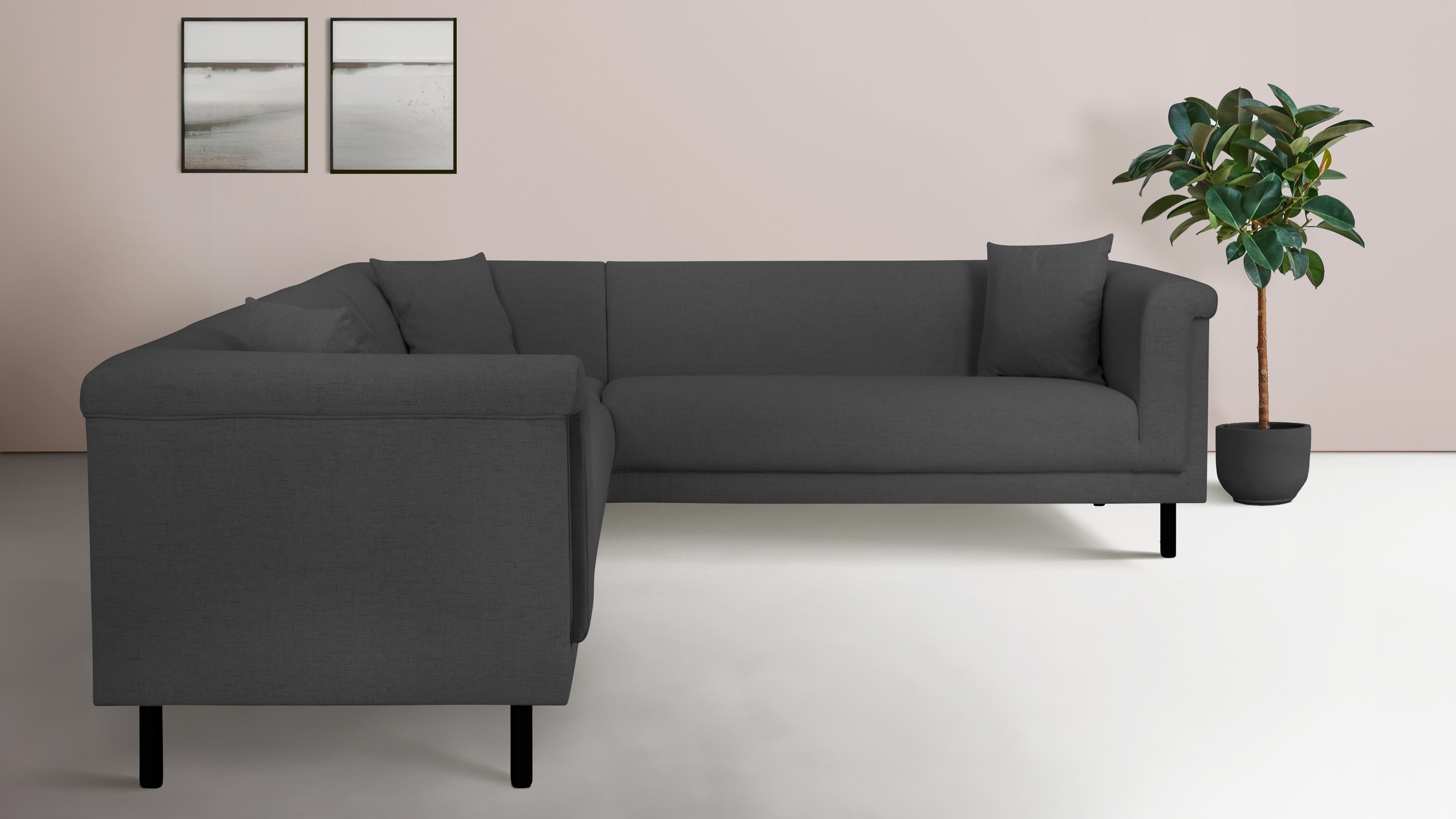 INOSIGN Ecksofa »AGNIA L-Form  B/T/H: 244/244/71 cm«, incl. Zierkissen, gleichschenklig, auch in Cord