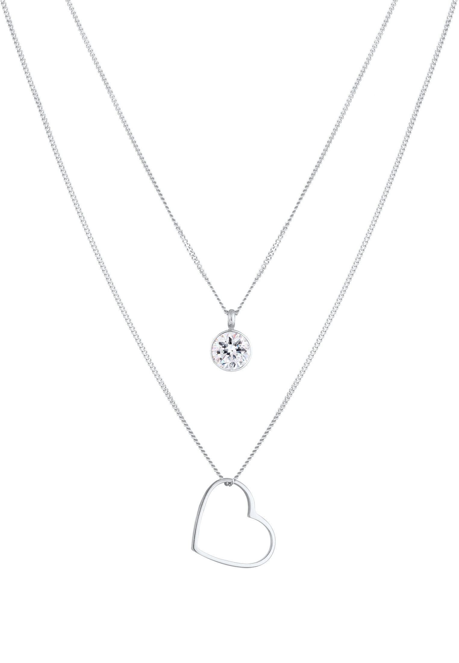 Elli Silberkette »Halskette Layer Herz Love 925 Silber, mit Kristallen von Swarovski®«