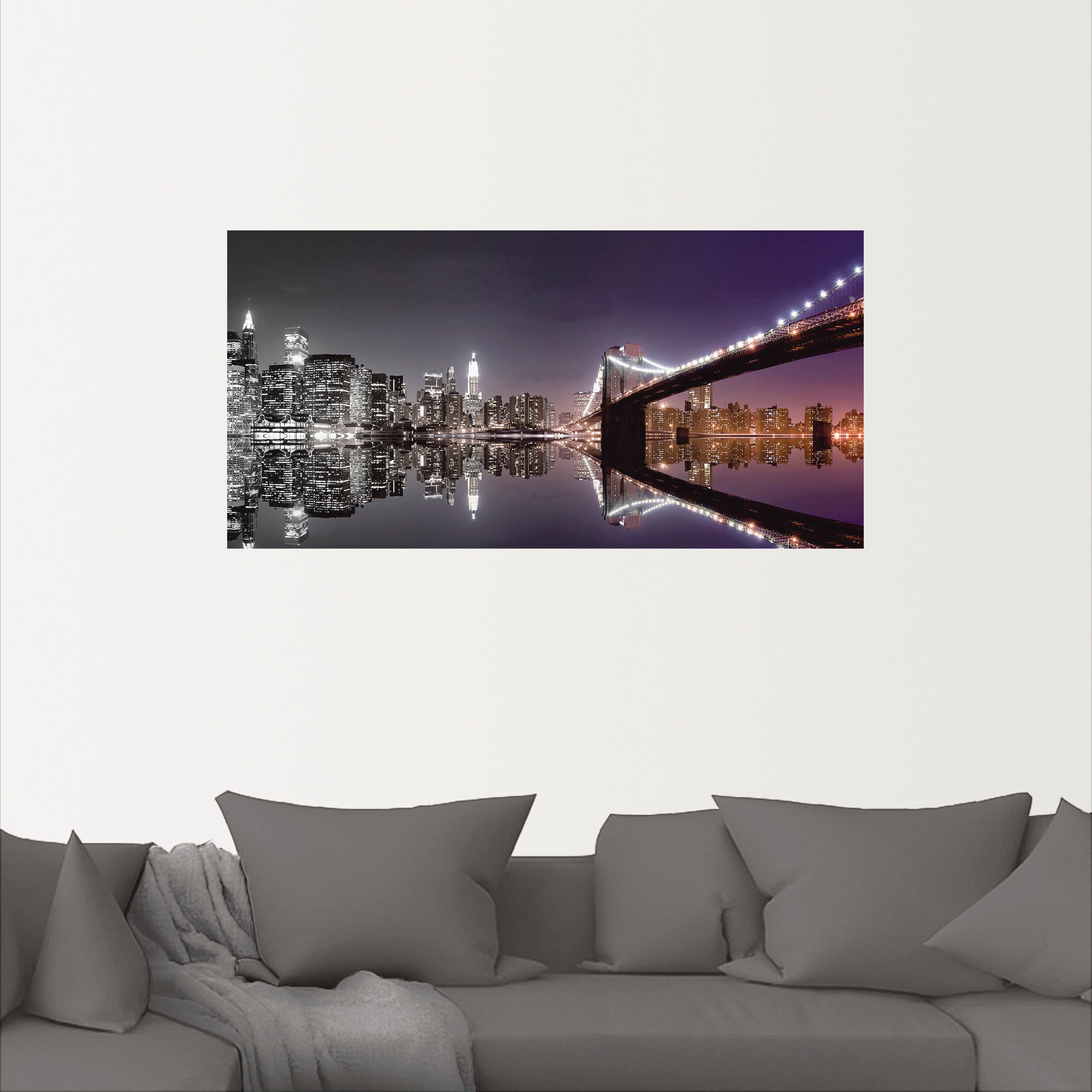 Artland Wandbild »New York Skyline nächtliche Reflektion«, Amerika, (1 St.), als Leinwandbild, Poster, Wandaufkleber in verschied. Größen