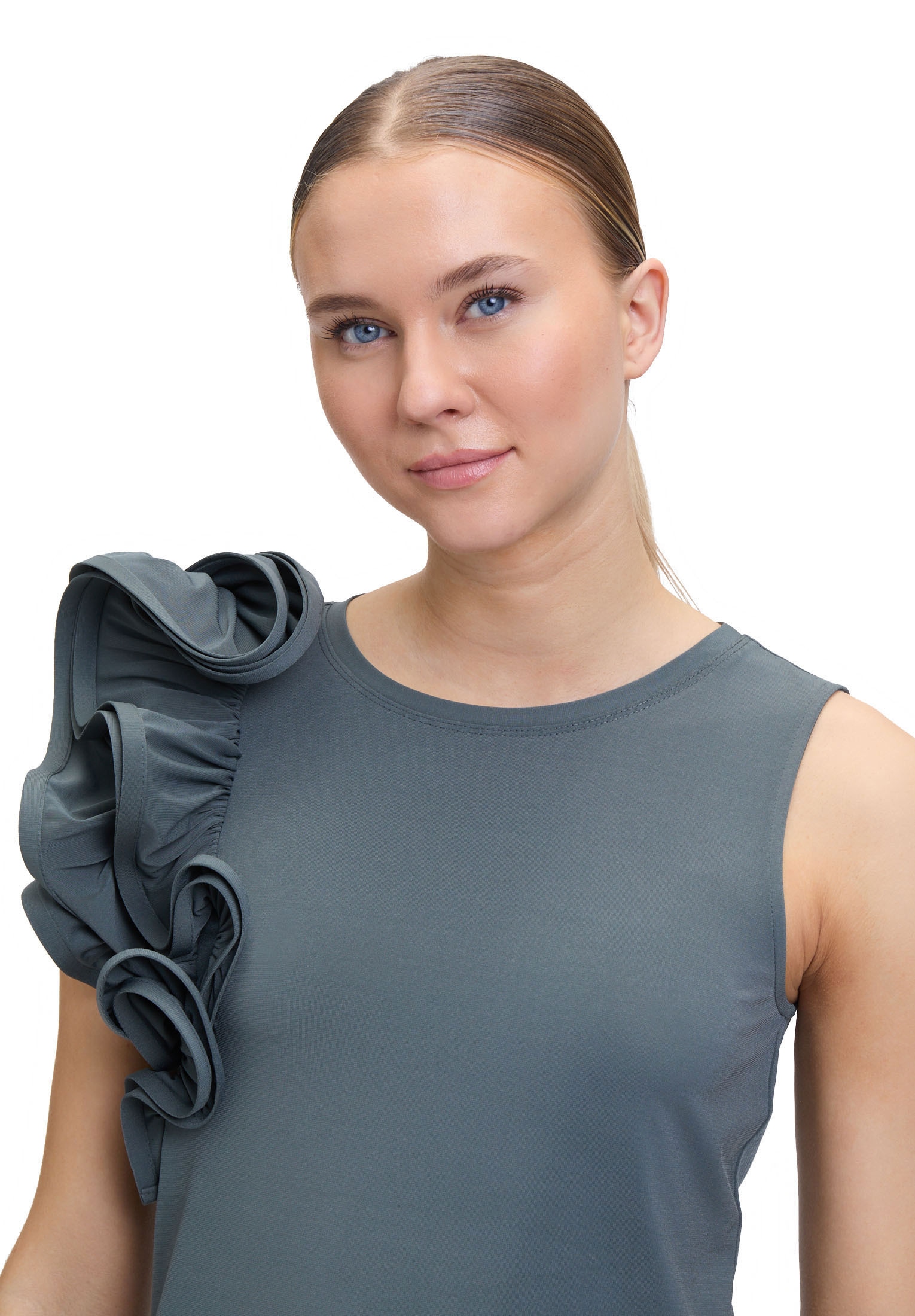 Vera Mont Shirttop »Rüschenbluse mit Rundhalsausschnitt«