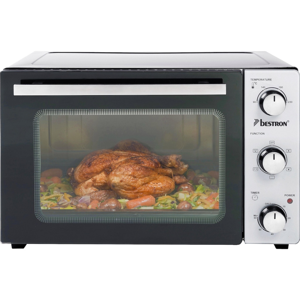 bestron Minibackofen »2-in-1 Gerät«, mit Drehspieß, 1500 W, Edelstahl, Schwarz