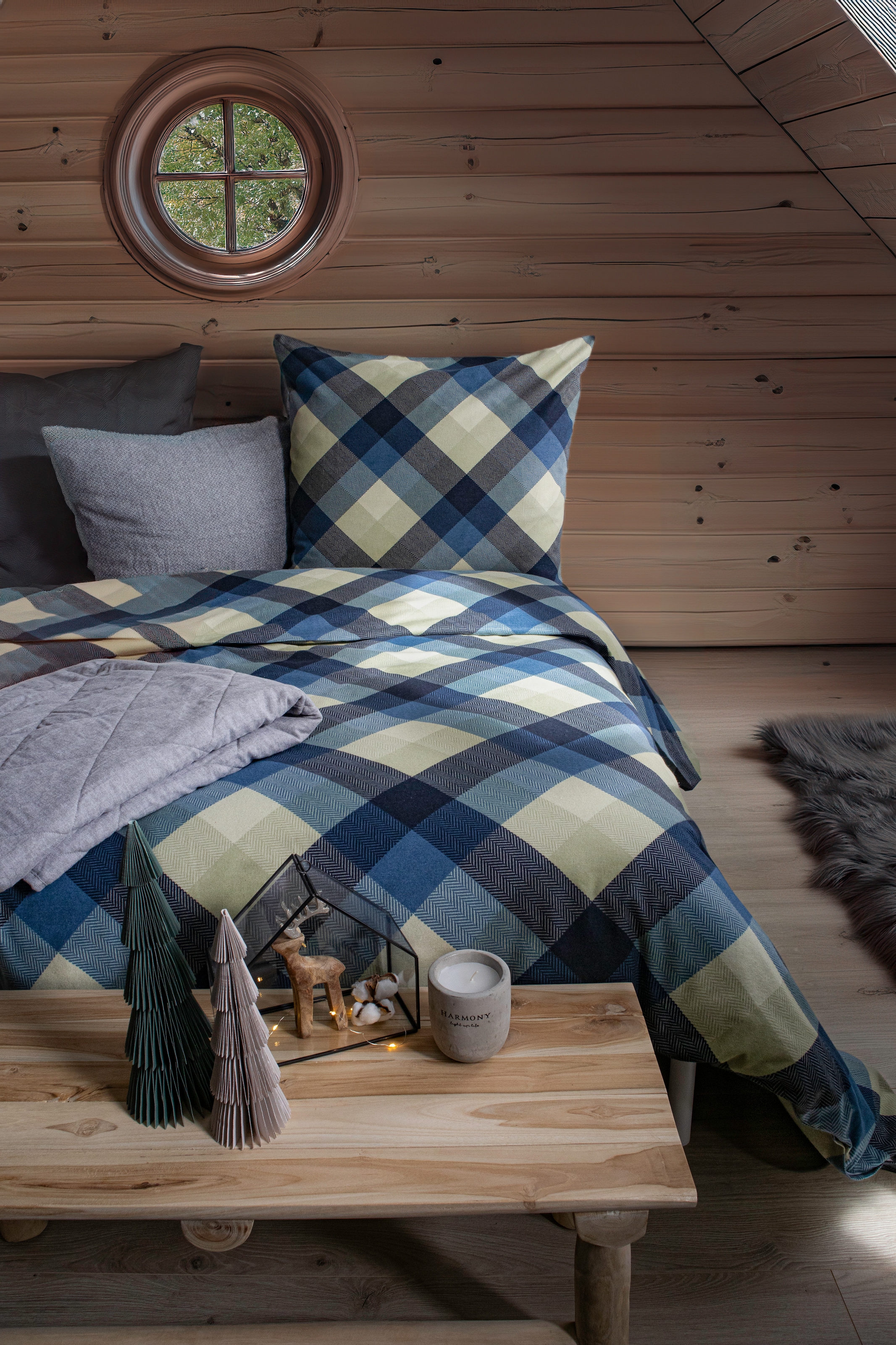 fleuresse Bettwäsche »Aspen« 2 Stk. Feinbiber mit Karo