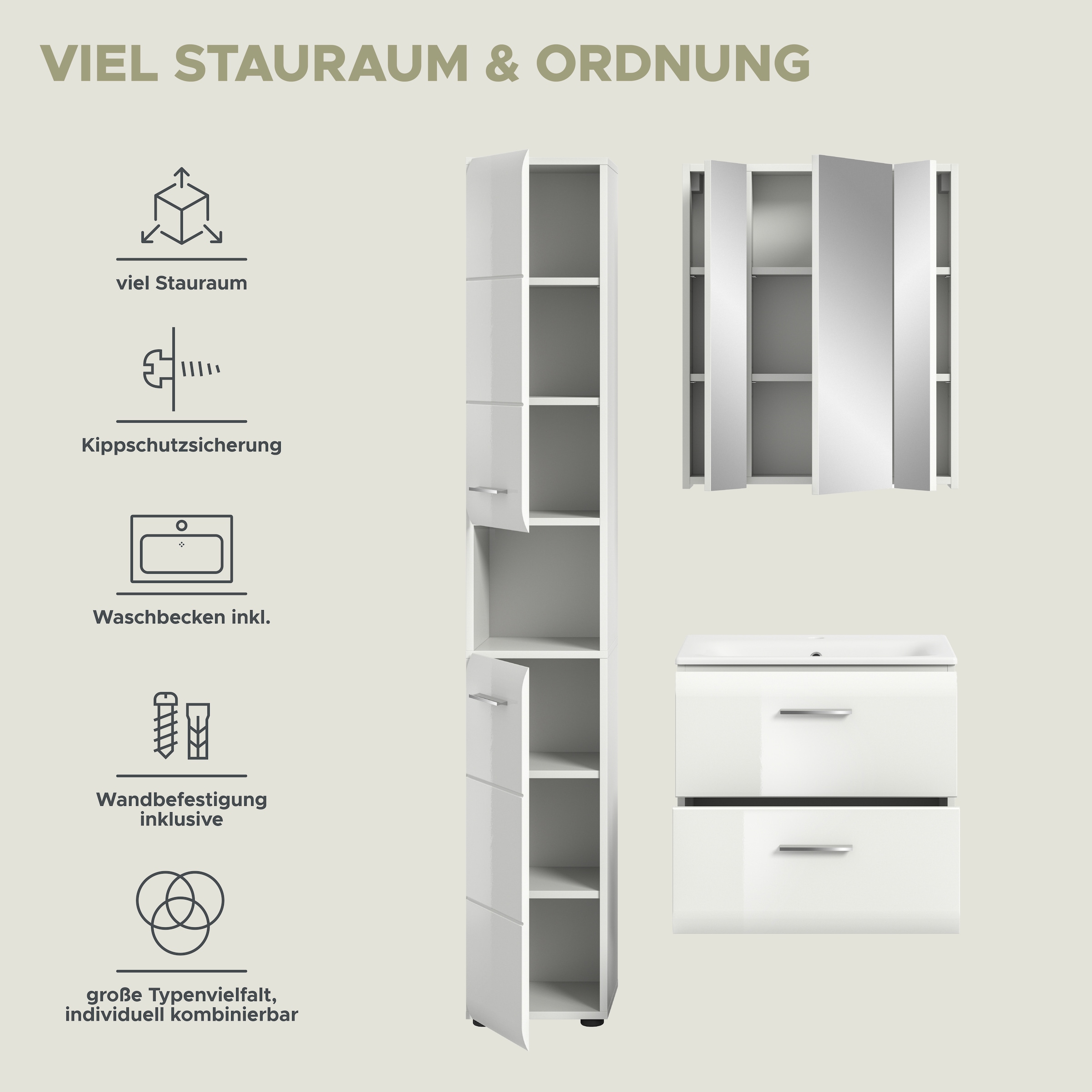 welltime Badezimmer-Set Set, 4 Stk. tlg.