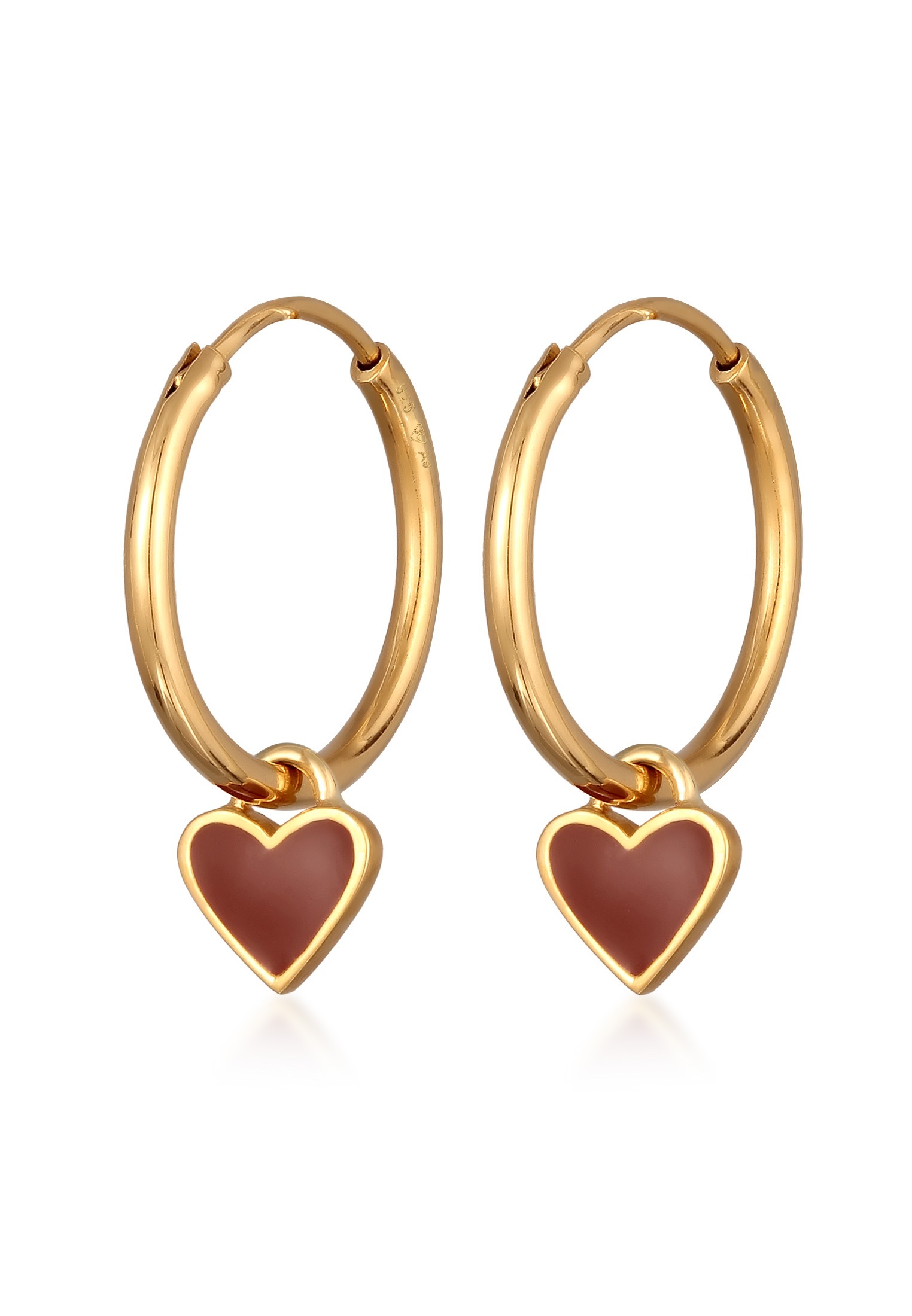 Elli Paar Creolen »Ohrringe Creolen Herz Love Emaille 925 Silber«