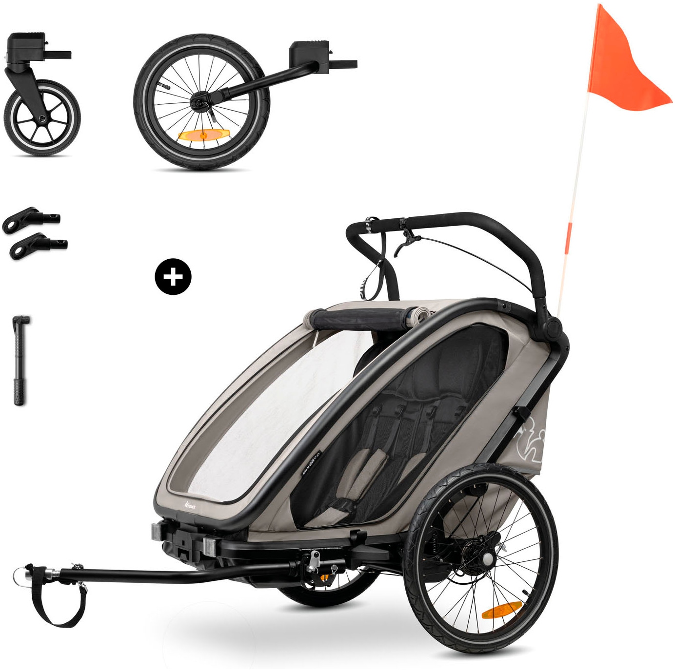 Hauck Fahrradkinderanhänger »Bike N Walk Duo«, für 2 Kinder, inkl. Deichsel