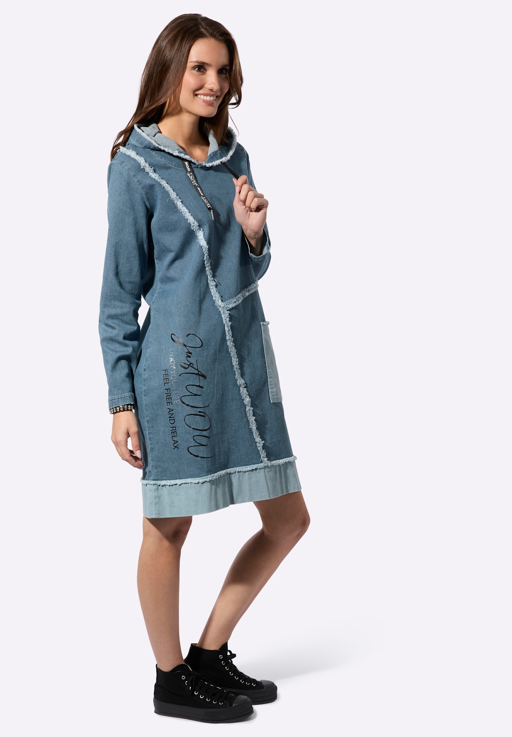 Witt Jeanskleid »Jeans-Kleid Jeanskleid mit Fransen-Verzierung«