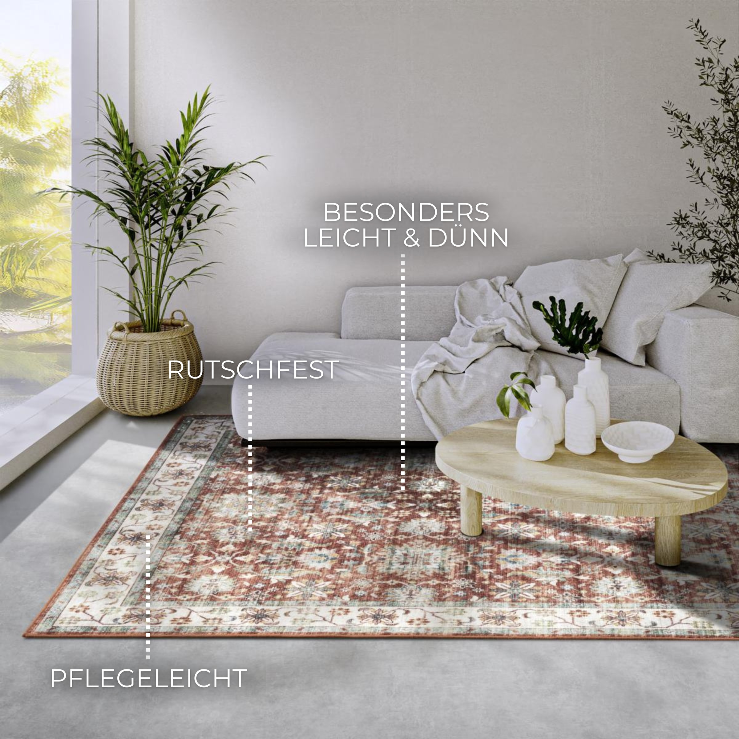 ELLE DECORATION Teppich »Saveh« rechteckig 5 mm Höhe Kurzflor, Anti Rutsch, Vintage, Klassisch, Wohnzimmer, Flur