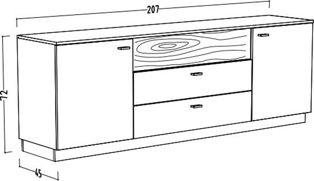 Mäusbacher Lowboard B/H/T: 207x72x45, inkl. Beleuchtung