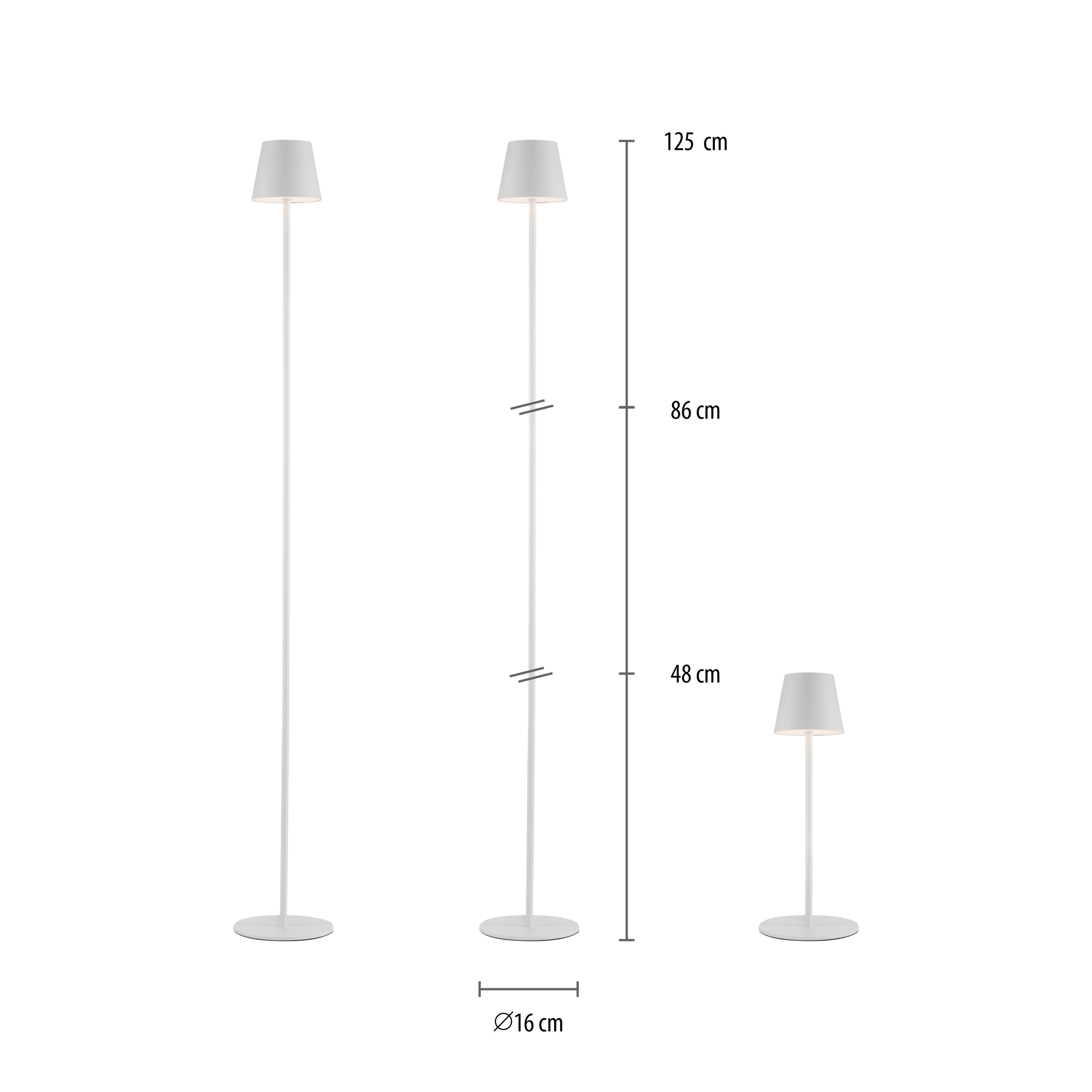 JUST LIGHT Stehlampe »EURIA« LED-Modul 1 Stk. Warmweiß Akkuleuchte