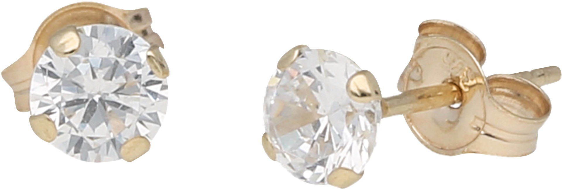 Firetti Paar Ohrstecker »Schmuck Geschenk Gold 375 Ohrschmuck Ohrringe Solitär Krappenfassung«, mit Zirkonia (synth.)