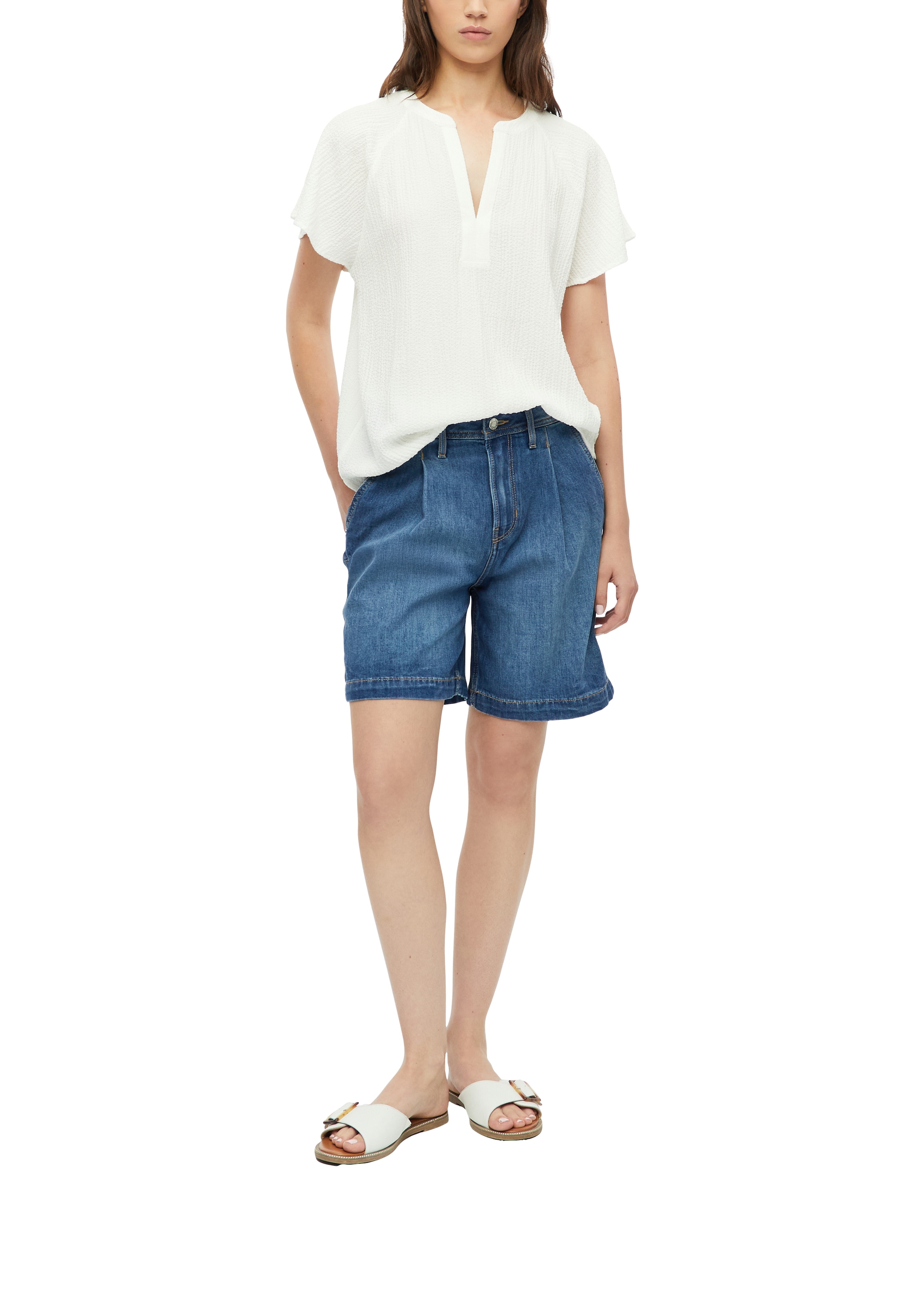 s.Oliver Kurzarmbluse Sommer-Tunika mit Splitneck