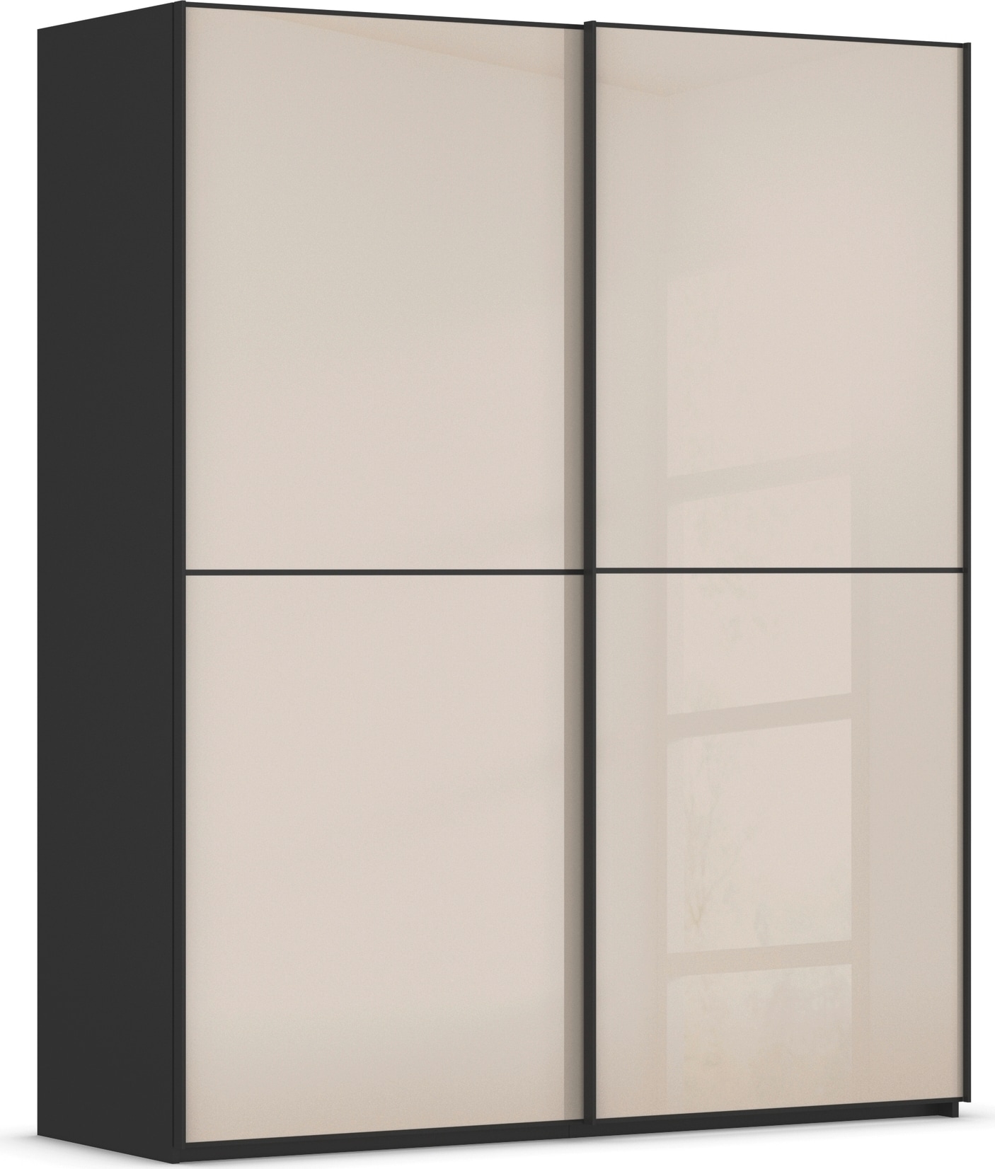 rauch Schwebetürenschrank »Kleiderschrank Schrank Garderobe Schlafzimmerschrank SCALE-DUO« edle zweigeteilte Türen Glas-Front mit 3 Zierleisten MADE IN GERMANY