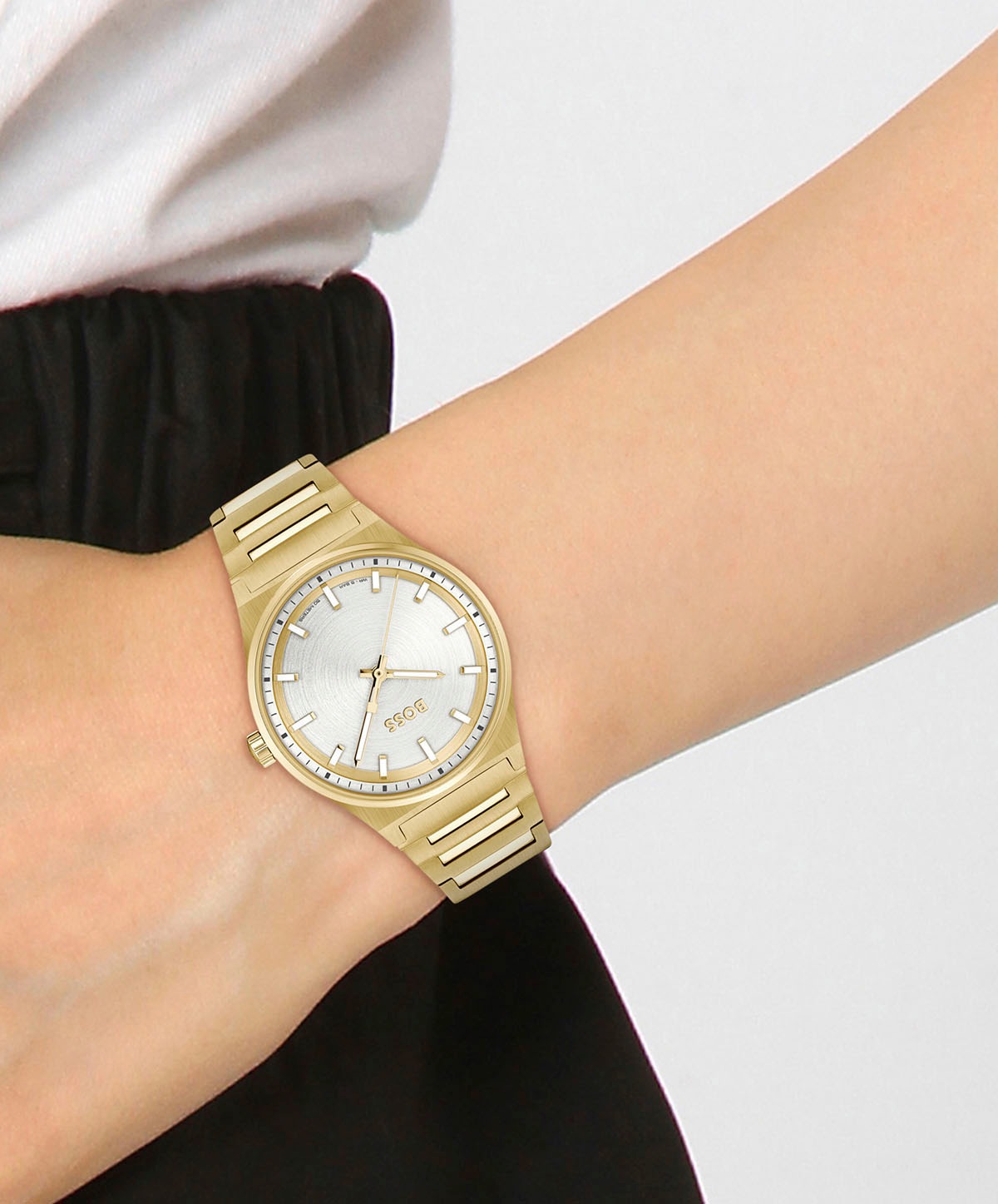 BOSS Quarzuhr »CANDOR LADIES«, Damenuhr, Armbanduhr, Leuchtindizes, Edelstahlarmband
