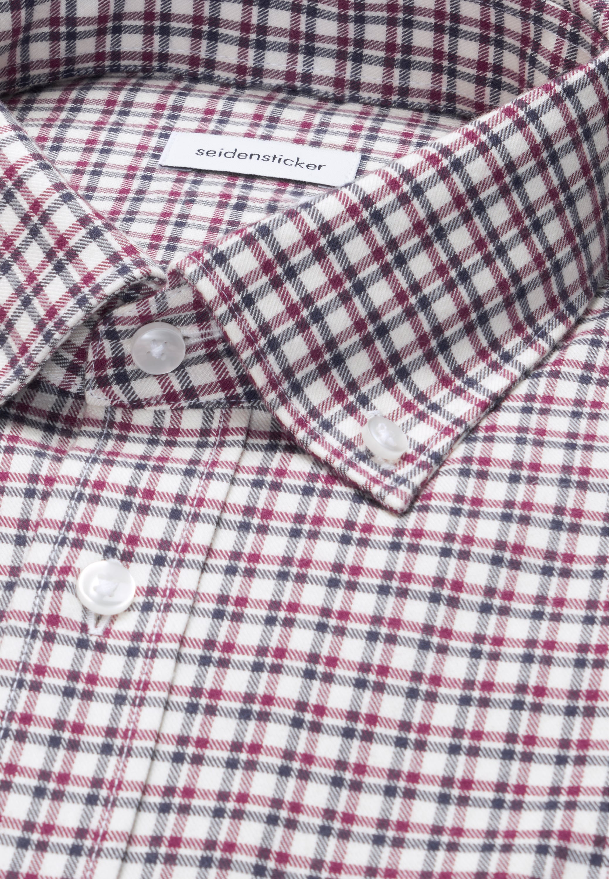 seidensticker Flanellhemd »Schwarze Rose« Regular 1/1 Button-Down-Kragen Karo