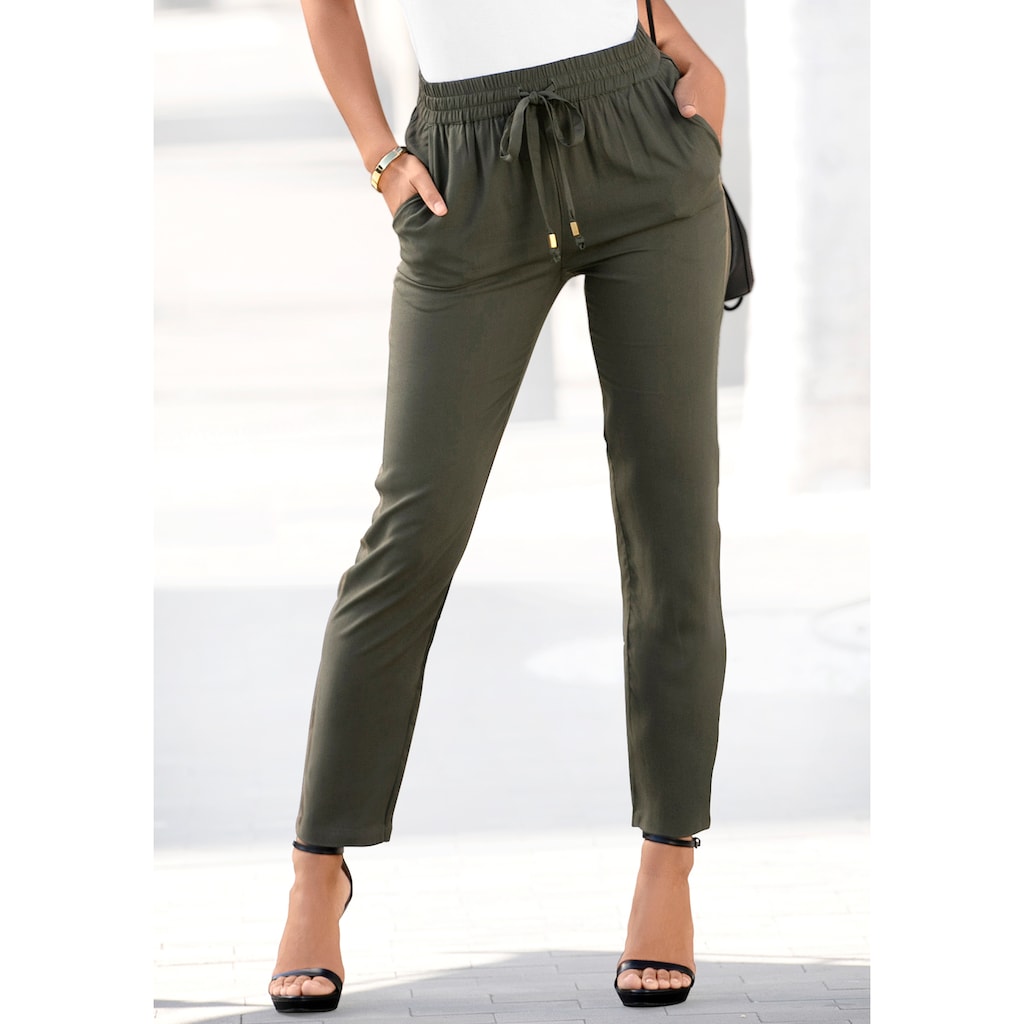 LASCANA Schlupfhose, aus gewebter Viskose, schmaler Schnitt, Sommerhose, Business-Look