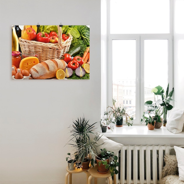 Artland Wandbild »Gesund Leben - Obst und Gemüsekorb«, Lebensmittel, (1 St.),  als Alubild, Leinwandbild, Wandaufkleber oder Poster in versch. Größen  online bei OTTO