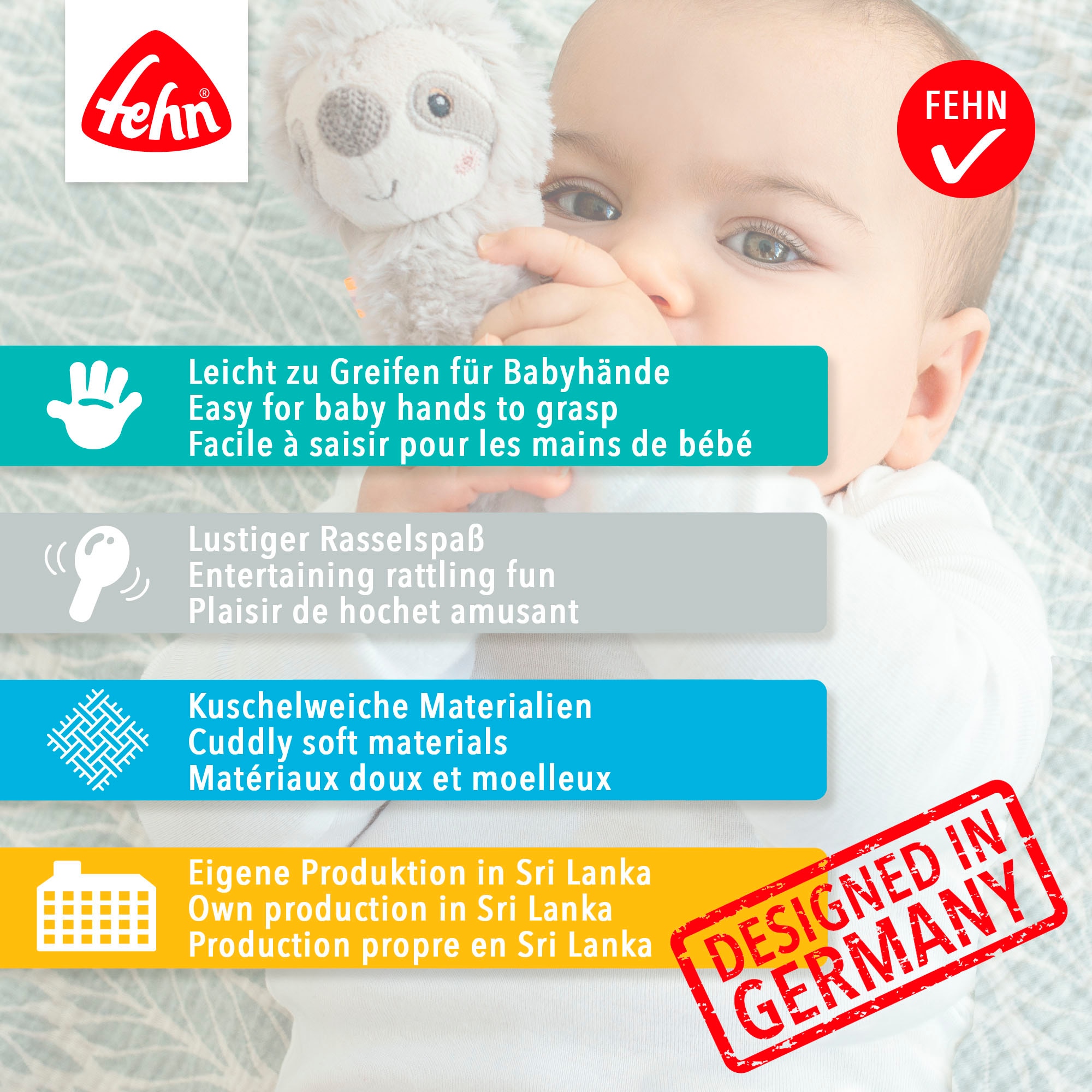 Fehn Greifspielzeug »Lazy, Crazy & Pink, Ring-Greifling Chamäleon«