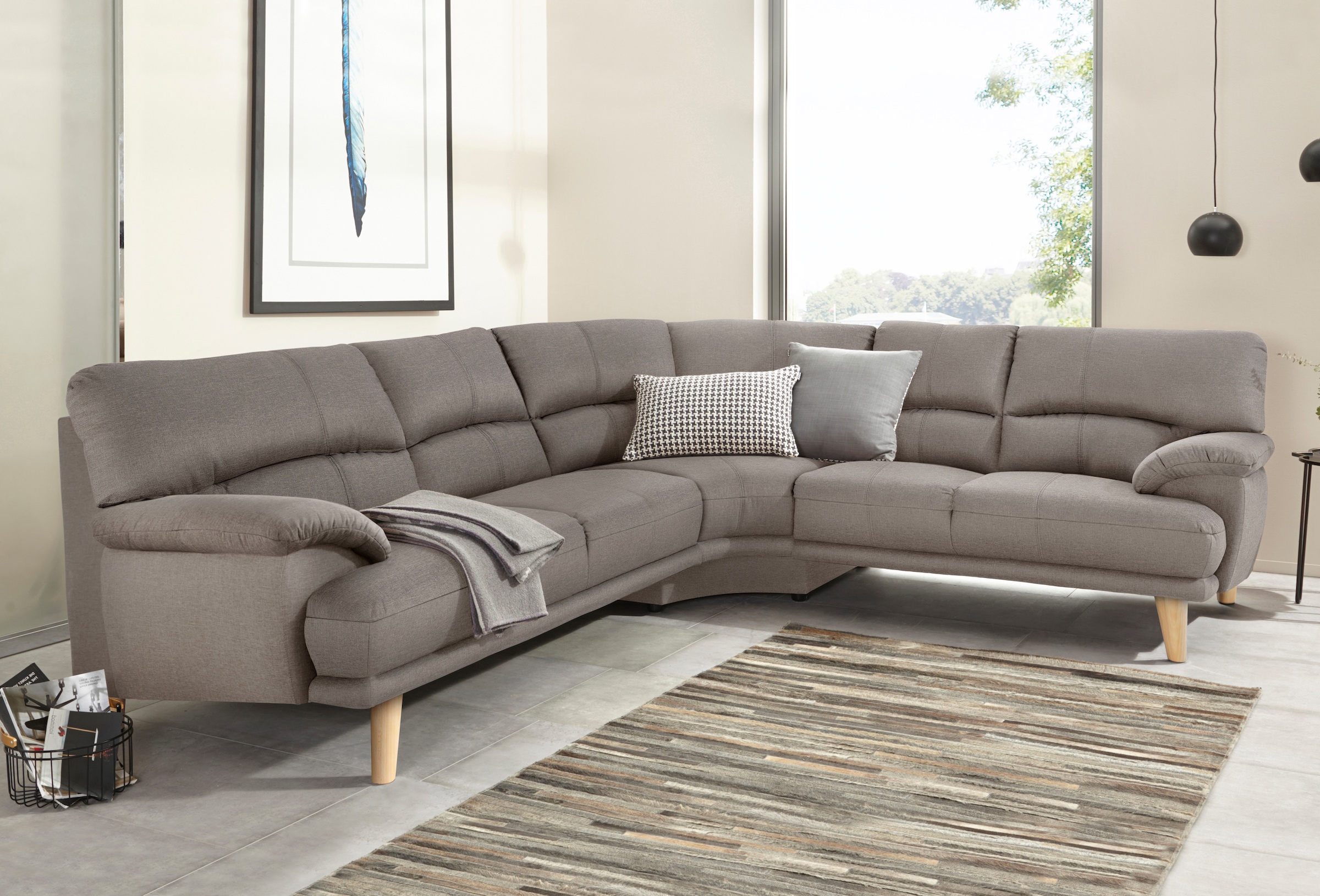 TRENDMANUFAKTUR Polsterecke »Cecilia, italienisches Designsprache, modern und komfortabel, L-Form,«, toller Sitzkomfort und bequeme Armlehnen
