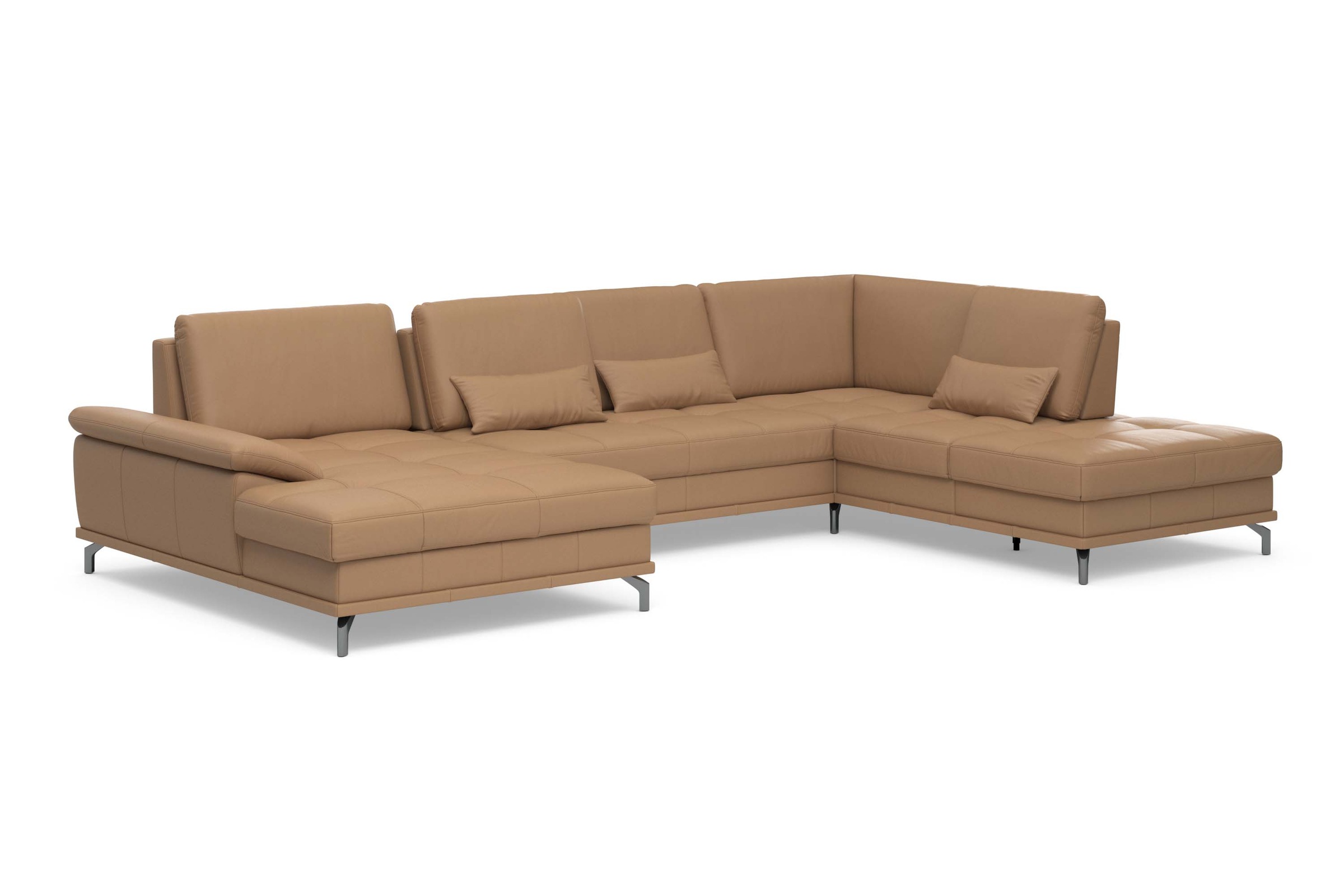 Places of Style Wohnlandschaft »Costello U-Form, mit Sitztiefenverstellung, Armteilverstellung und«, 3 Nierenkissen, optional Bettfunktion und Bettkasten