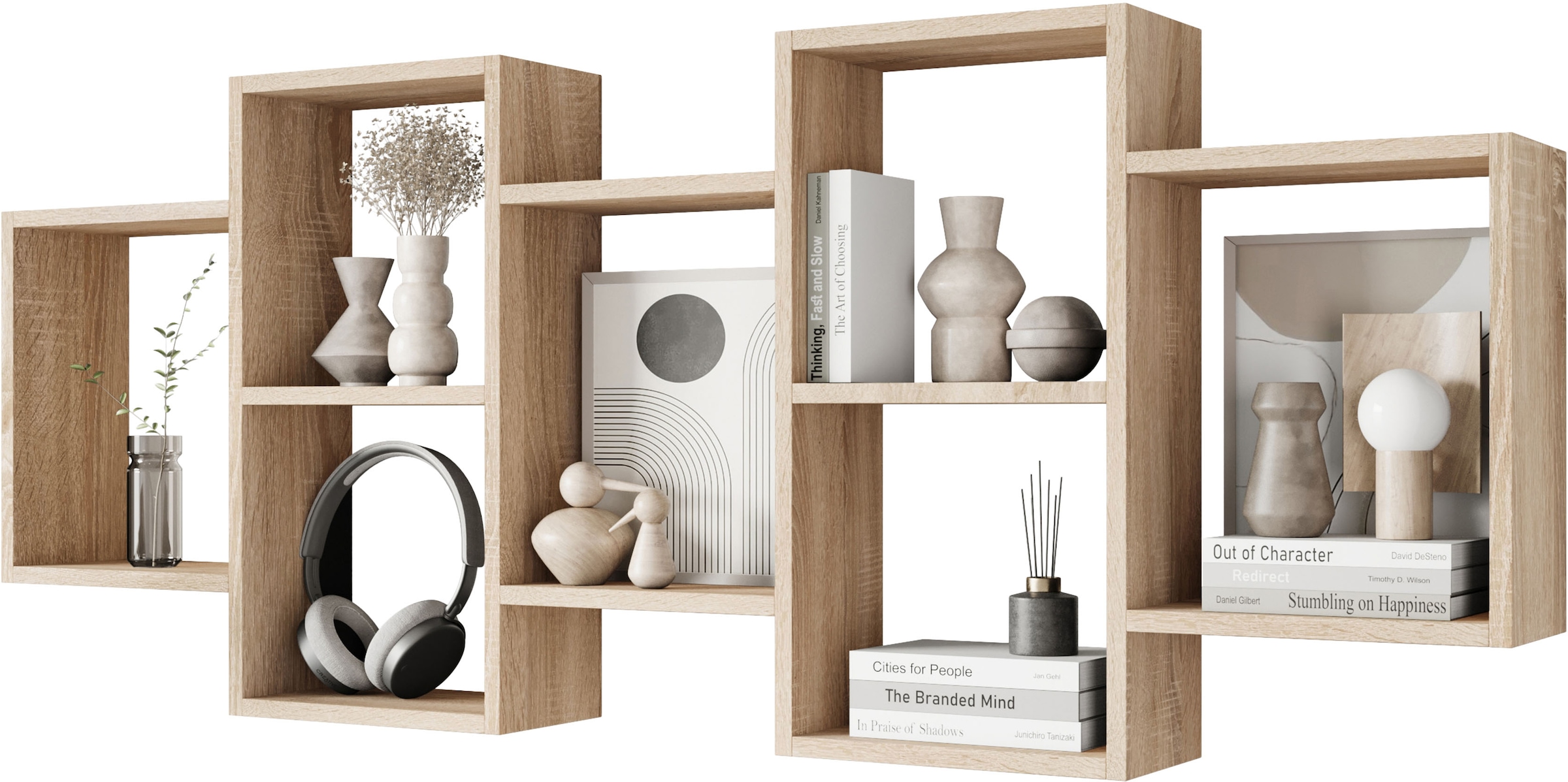 INOSIGN Wandboard »Wandregal Trio«, (1 St.), Stell- oder Hängeregal, 10 offene Fächer, flexibel montierbar