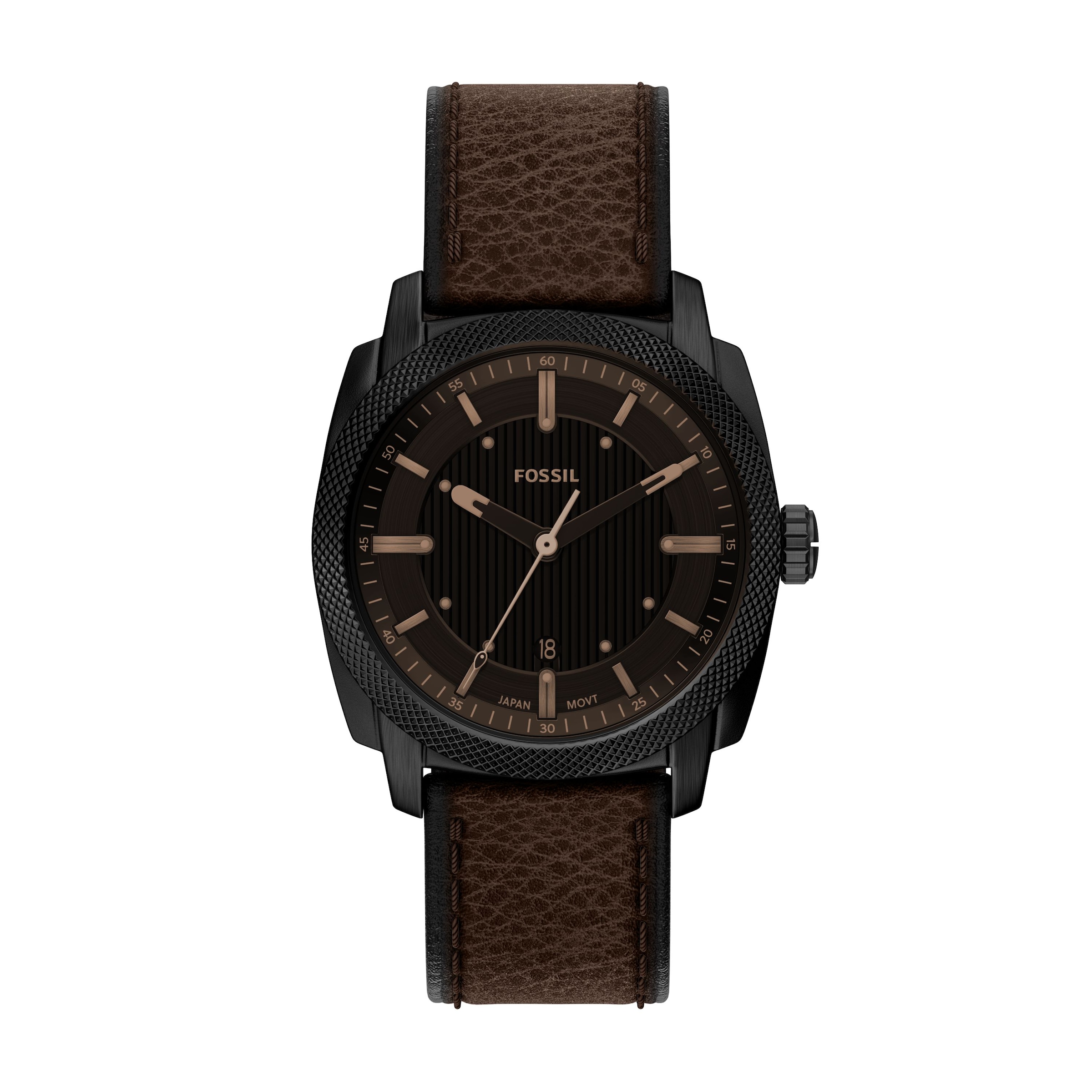 Fossil Quarzuhr »Machine« Armbanduhr, Lederarmband, analog, Tag