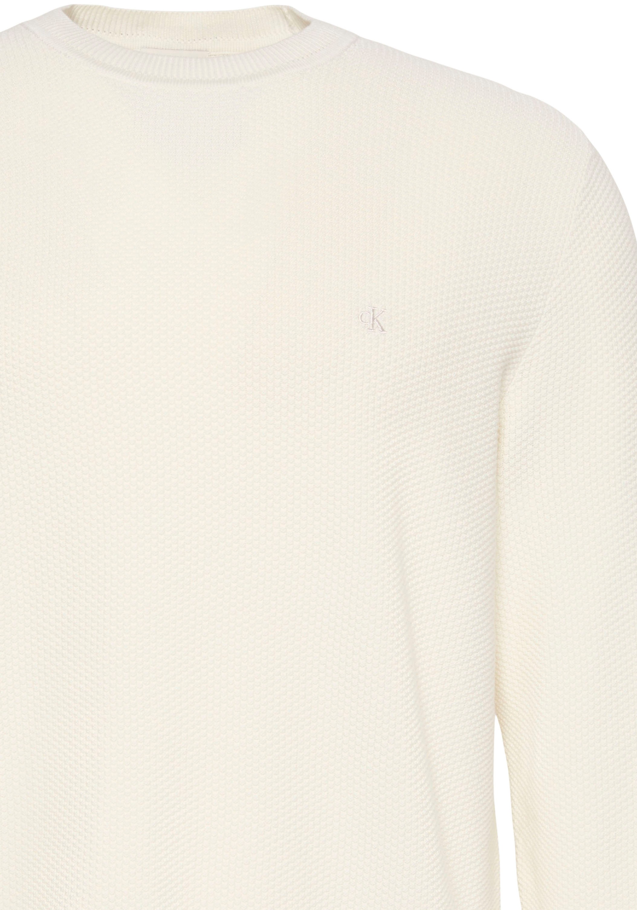 Calvin Klein Rundhalspullover »LS TEXTURED COTTON CREWNK SWEATE« Regular fit mit Rundhalsausschnitt
