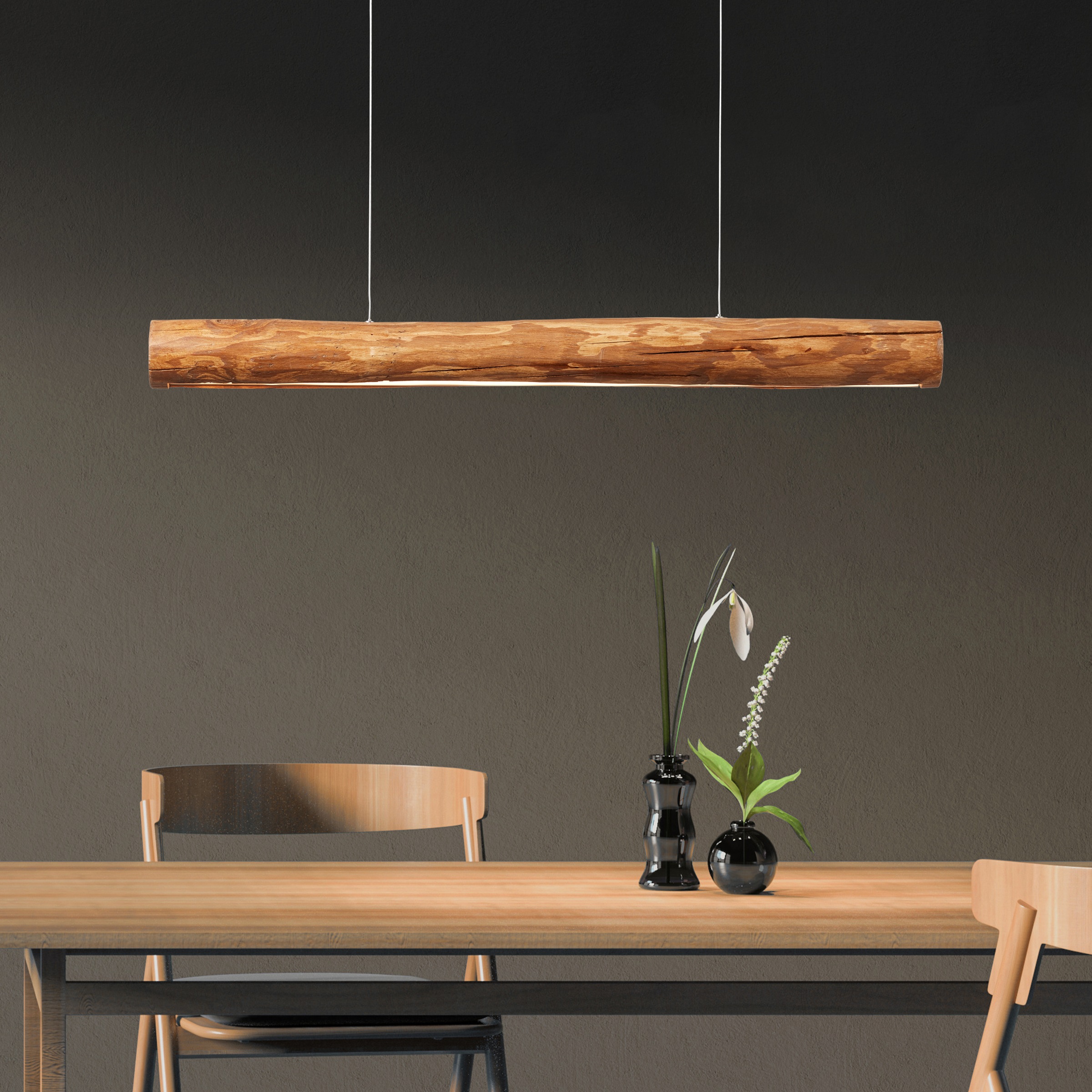 Brilliant LED Pendelleuchte »Odun«, 1 flammig, Leuchtmittel LED-Modul | LED fest integriert, 90 cm Breite, Touchdimmer, 2700 lm, warmweiß, Holz, kiefer gebeizt