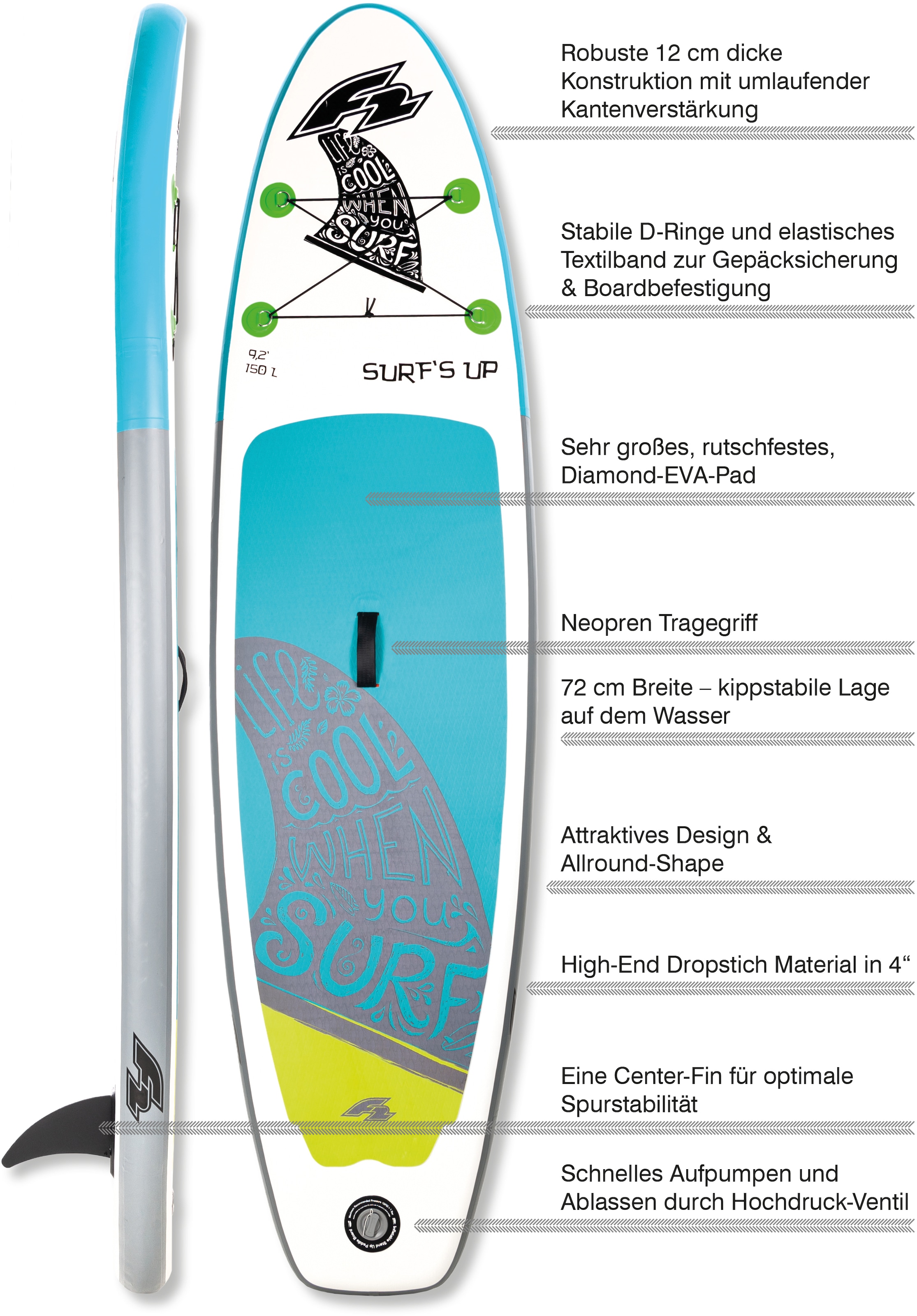 F2 Inflatable SUP-Board »F2 Surf's Up Kids«, (4 tlg.), ohne Paddel bei OTTO