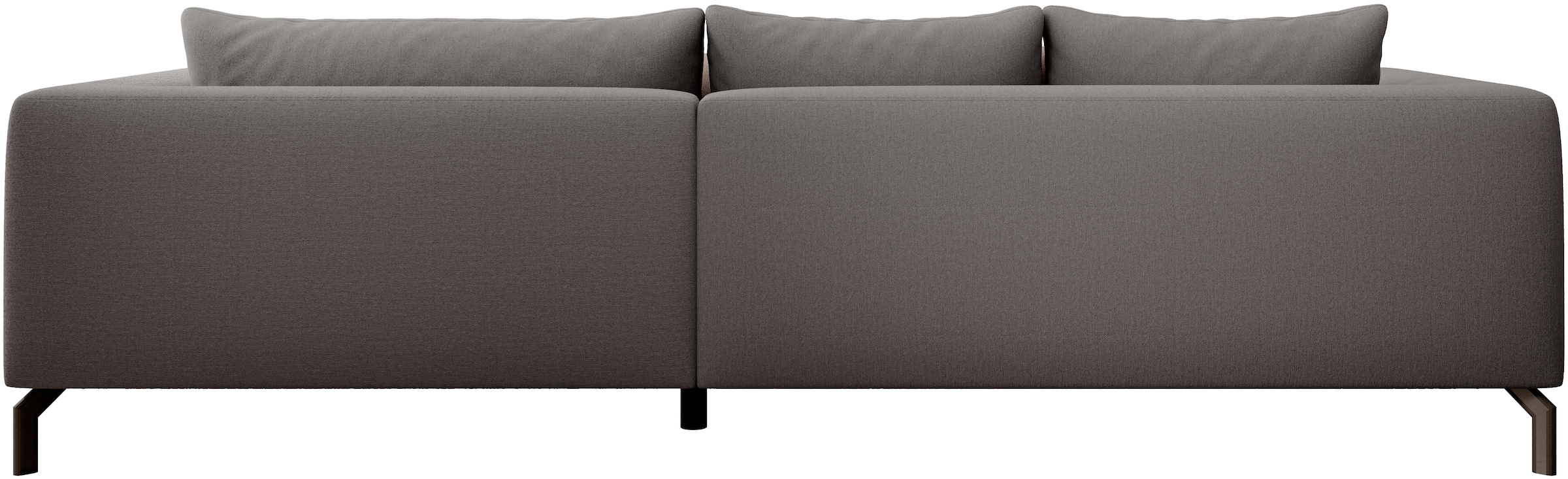 INOSIGN Ecksofa »Cross, mit softem Sitz, L-Form, wendbare Zierkissen, Breite 284 cm«, Couch mit vielen Kissen, stylische Kreuznaht, elegante Metallfüße