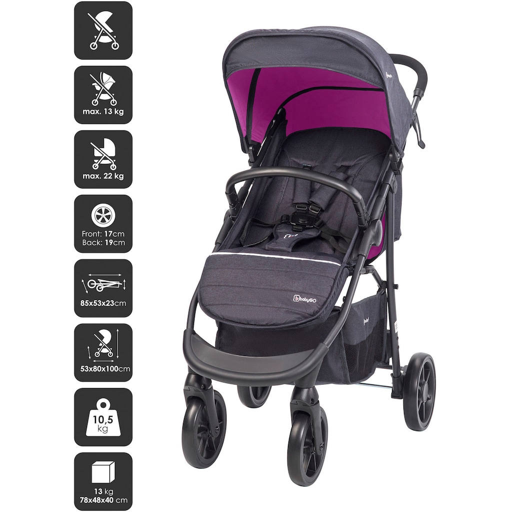 BabyGo Kombi-Kinderwagen »Style - 3in1, schwarz/lila«