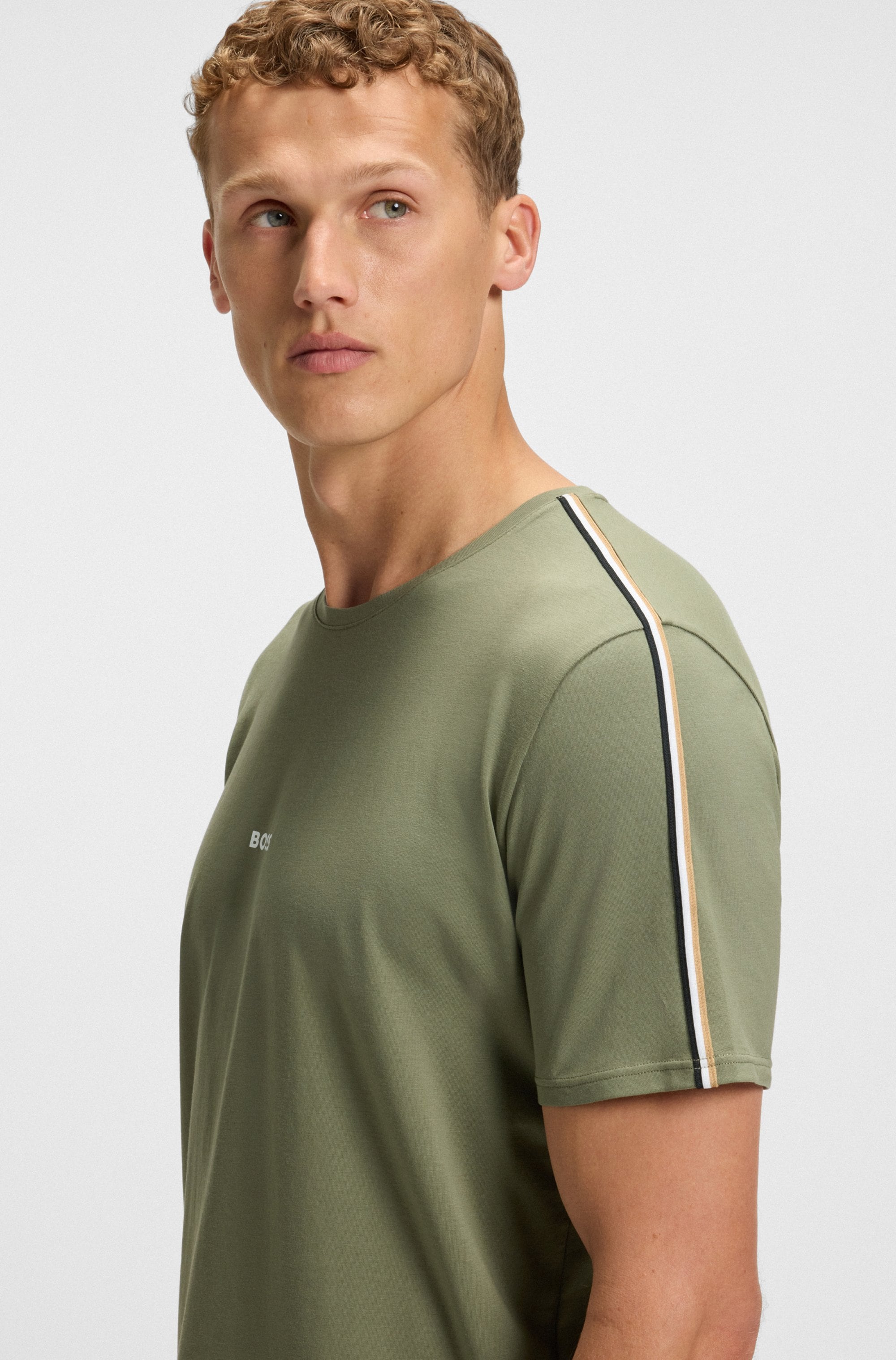 BOSS T-Shirt »Unique«, aus elastischer Baumwolle mit Tape-Details, regular fit