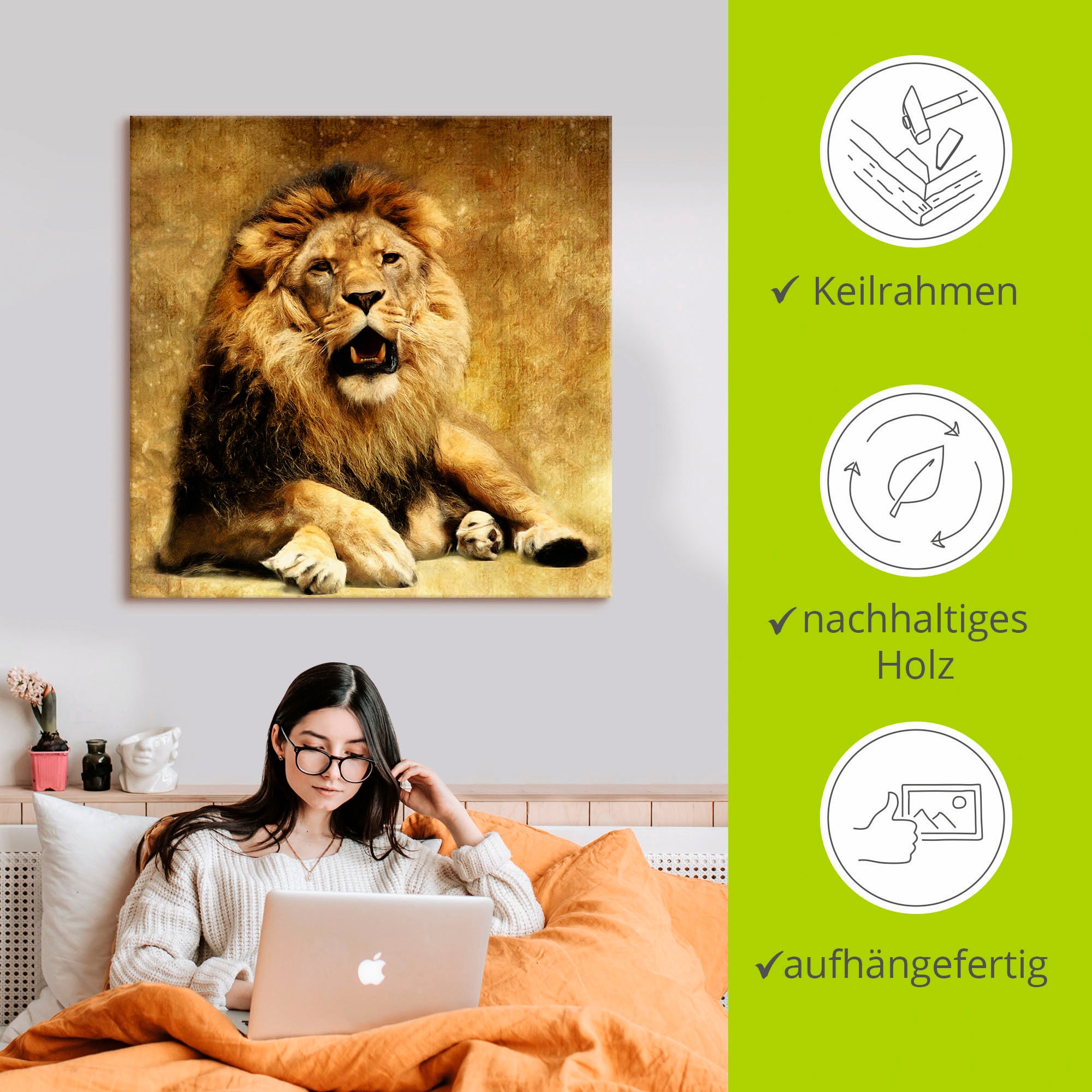 Artland Wandbild »Der König - Löwe«, Wildtiere, (1 St.), als Leinwandbild, Poster in verschied. Größen